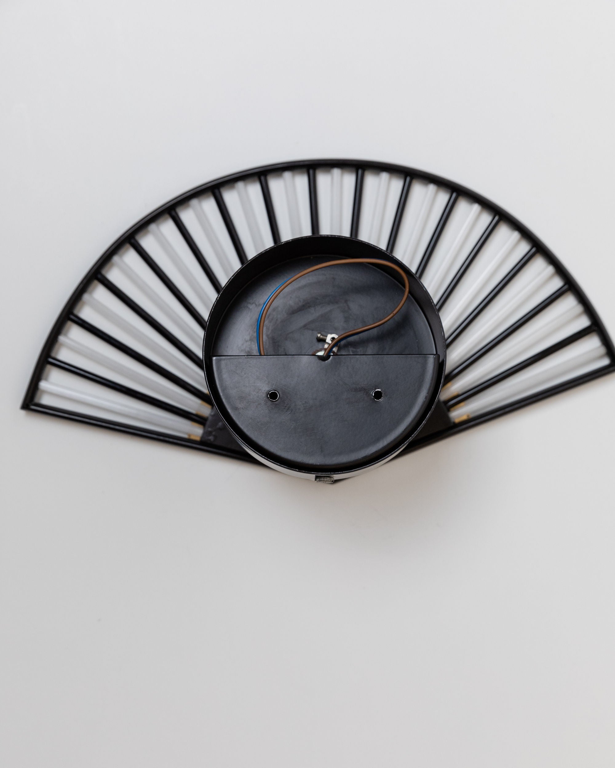 Wall Light Fan Shape, Italy 1980s — top view of black metal design