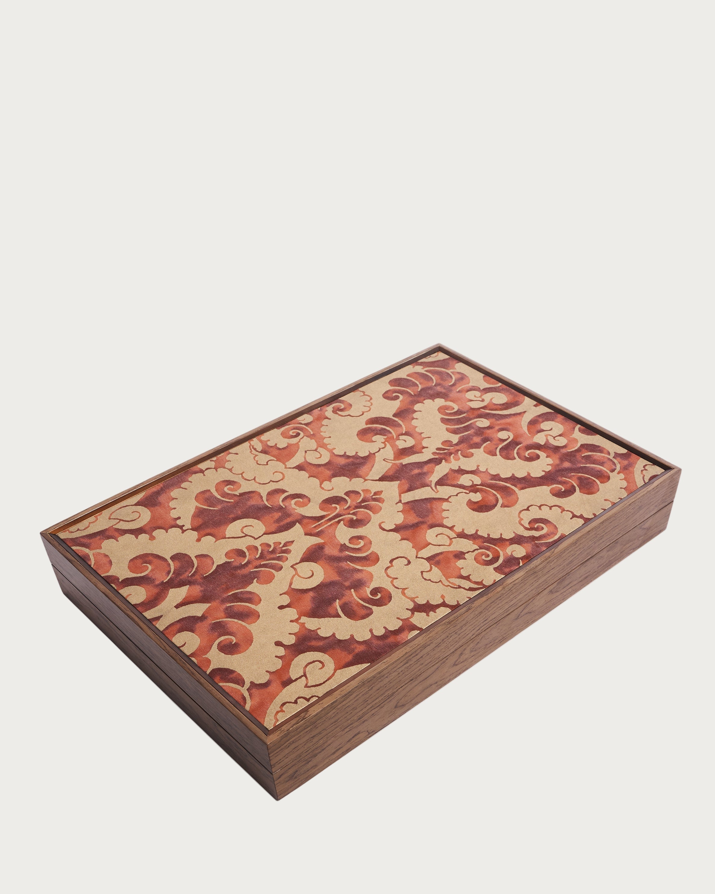 Fortuny Backgammon - Laotze/Oxblood Spice — top view of patterned game board