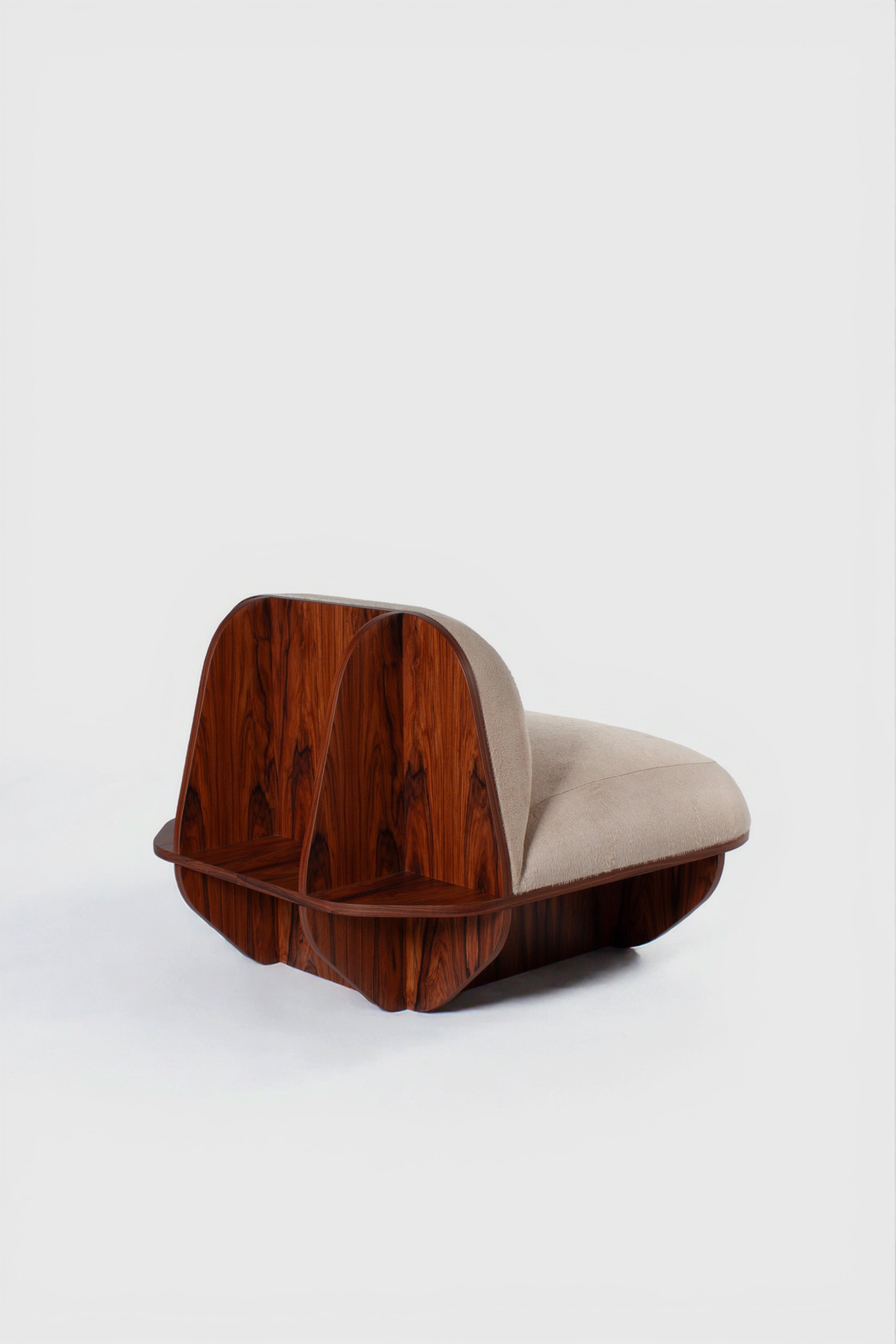 MATERA Armchair in Wood and Textile — close-up