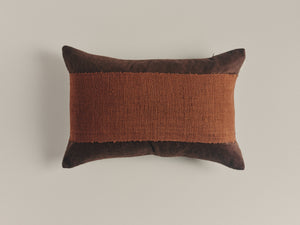 Handwoven brown cushion — detail view