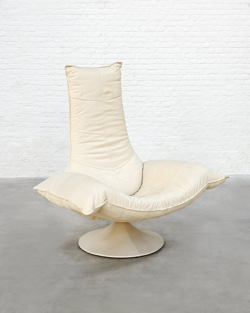 Wammes Lounge Chair by Gerard van den Berg for Montis | The Oblist — cream leather, modern design