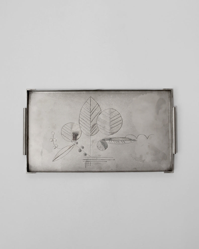 Botanical Engraved Vintage Serving Tray, 1940s by Vintage Stories | The Oblist — metal, engraved design