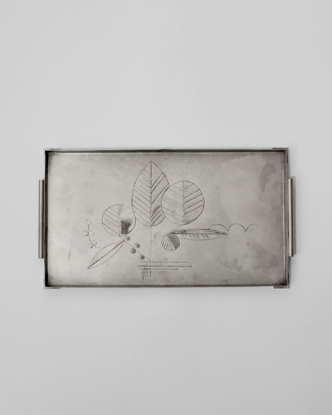 Botanical Engraved Vintage Serving Tray, 1940s by Vintage Stories | The Oblist — metal, engraved design