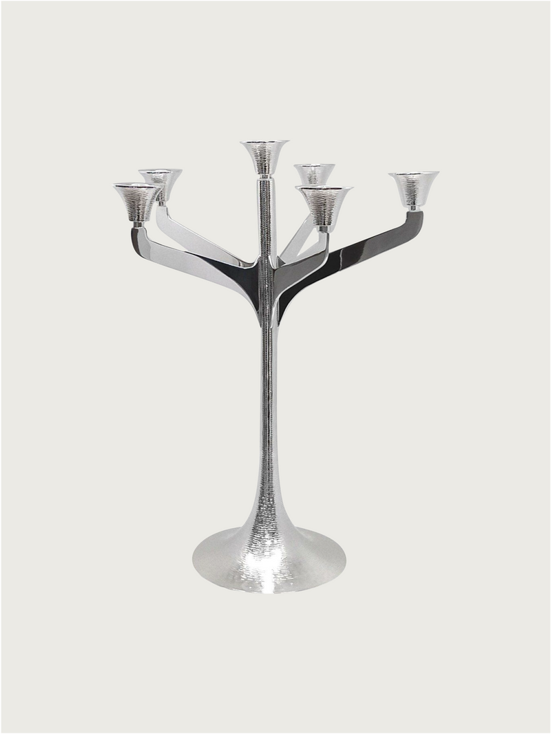 Silver plated six candles candelabra by zanetto | The Oblist — modern silver finish
