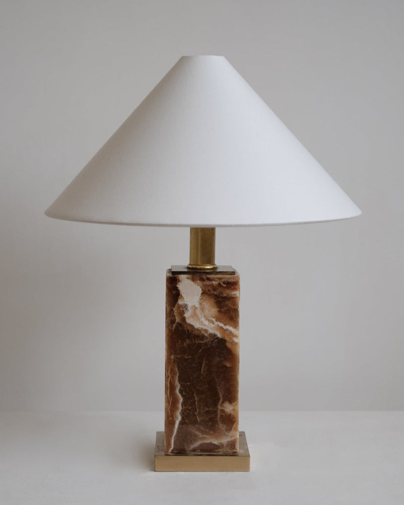Onyx Table Lamp by septembre studios | The Oblist — handcrafted marble base, white shade
