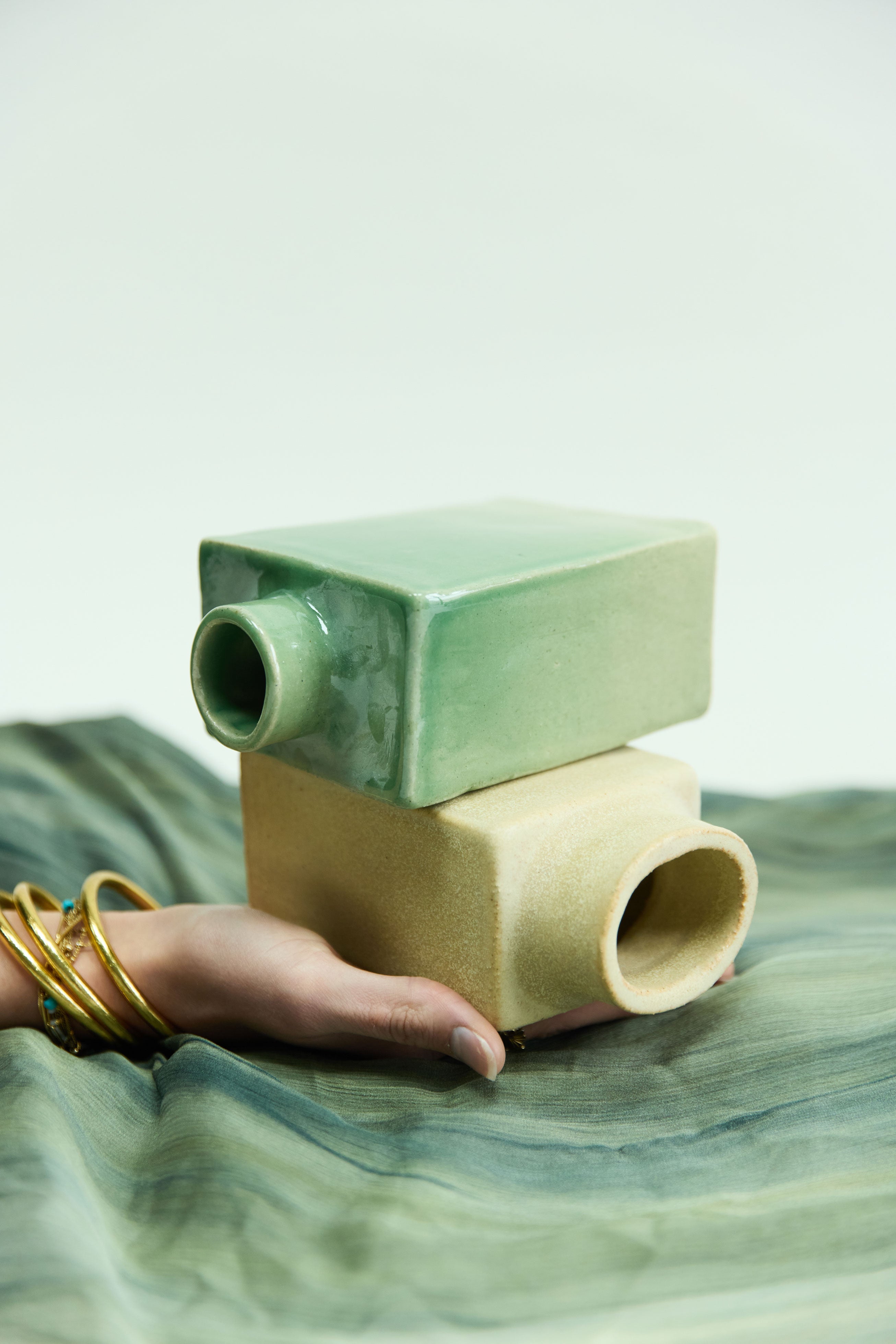 Cuubik small Safrané Ceramic Vase