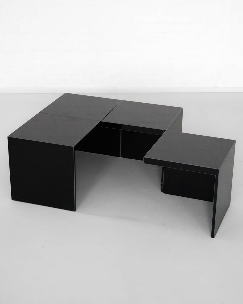 Black modular Domino side table showing interlocking design