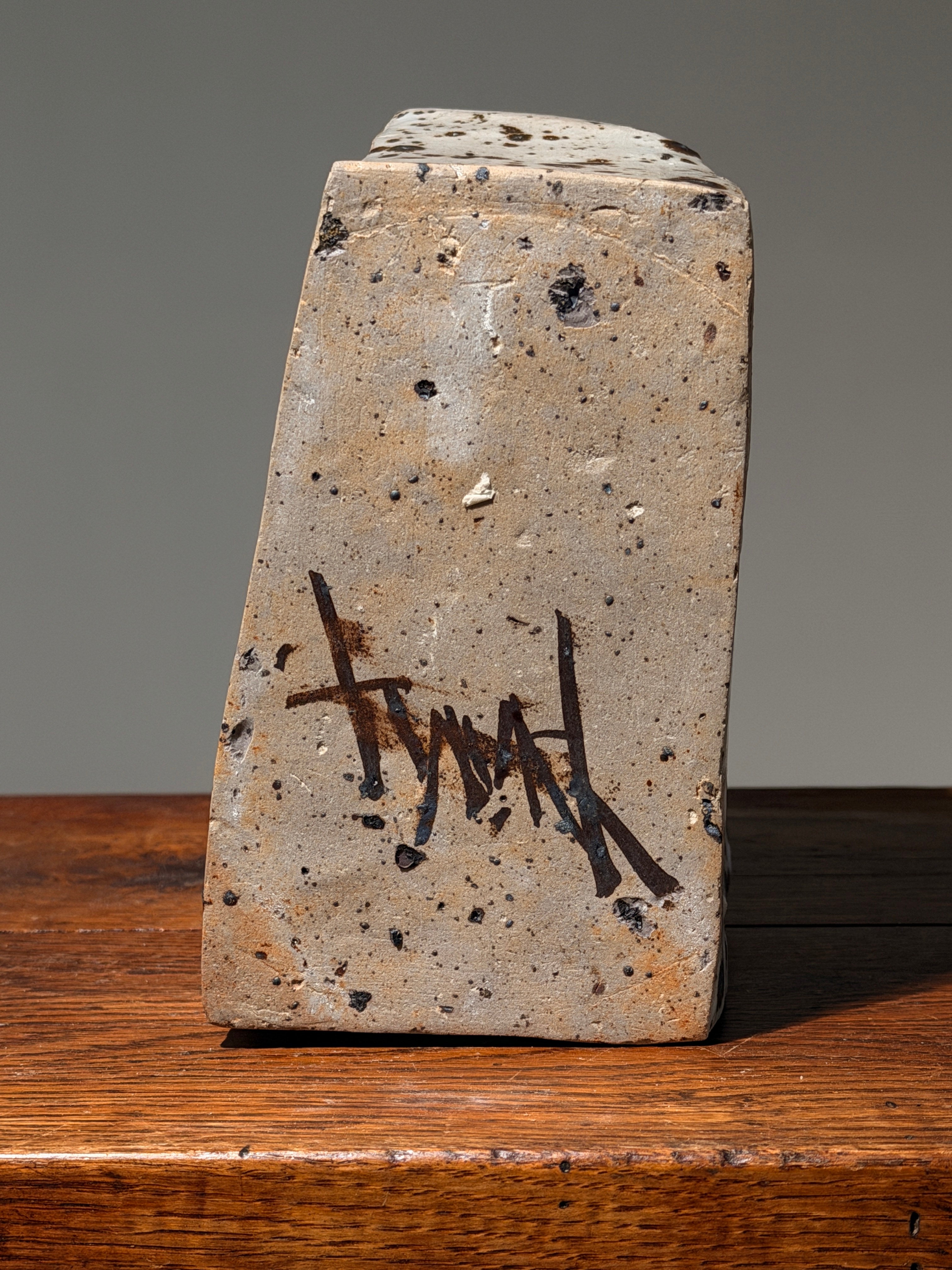 Geometric stoneware vase with pyrite glaze, France, circa 1960. — in context