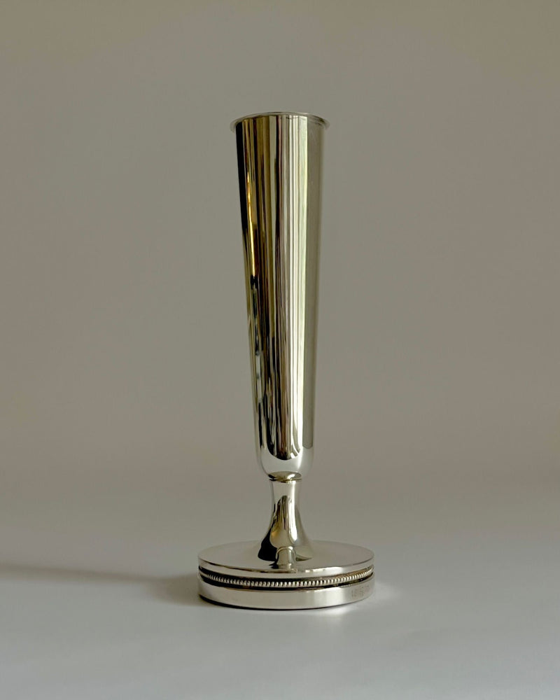 Silver Midcentury Vase with Beaded Detail by Médecine | The Oblist