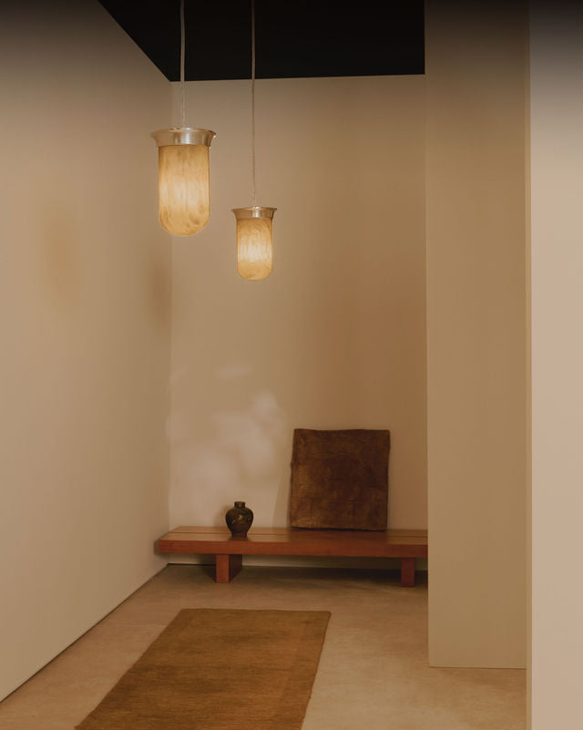 Alabaster Lanterns - YUKIMI Twin Pendants — side angle
