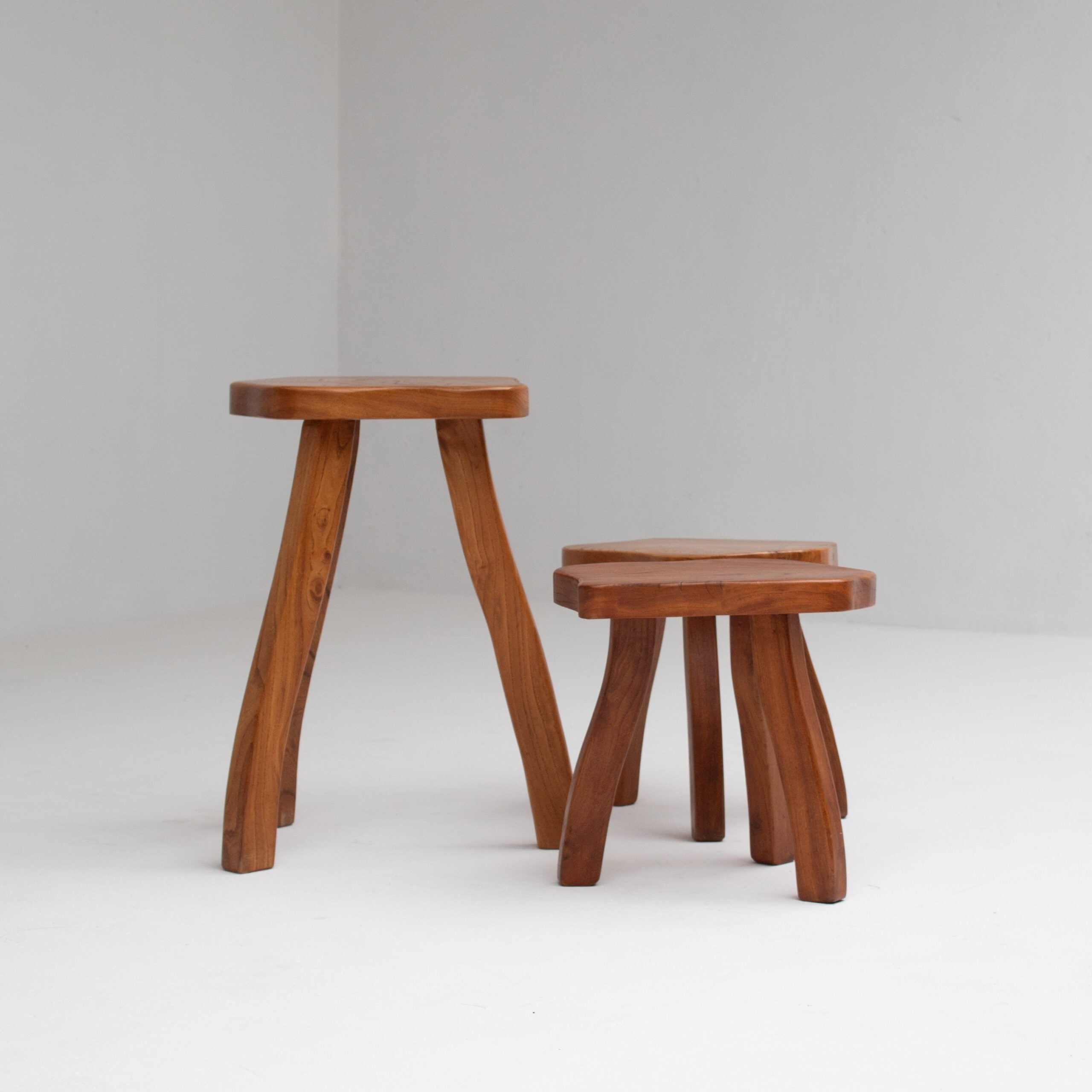 Organic Teak Stool Set — side angle