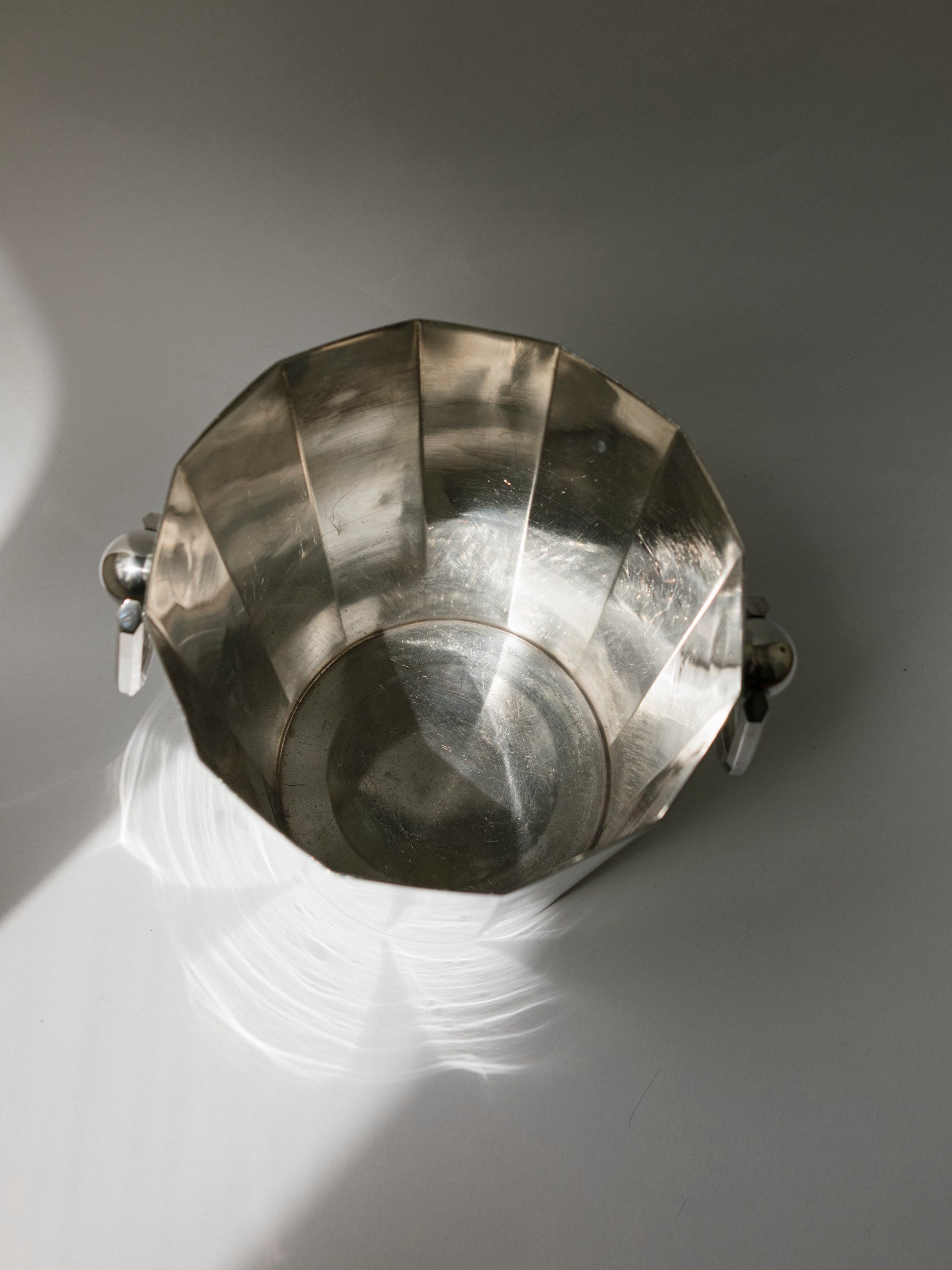 Deschamps Frères French Art Deco Silver-Plated Champagne Bucket, c. 1930s — side angle