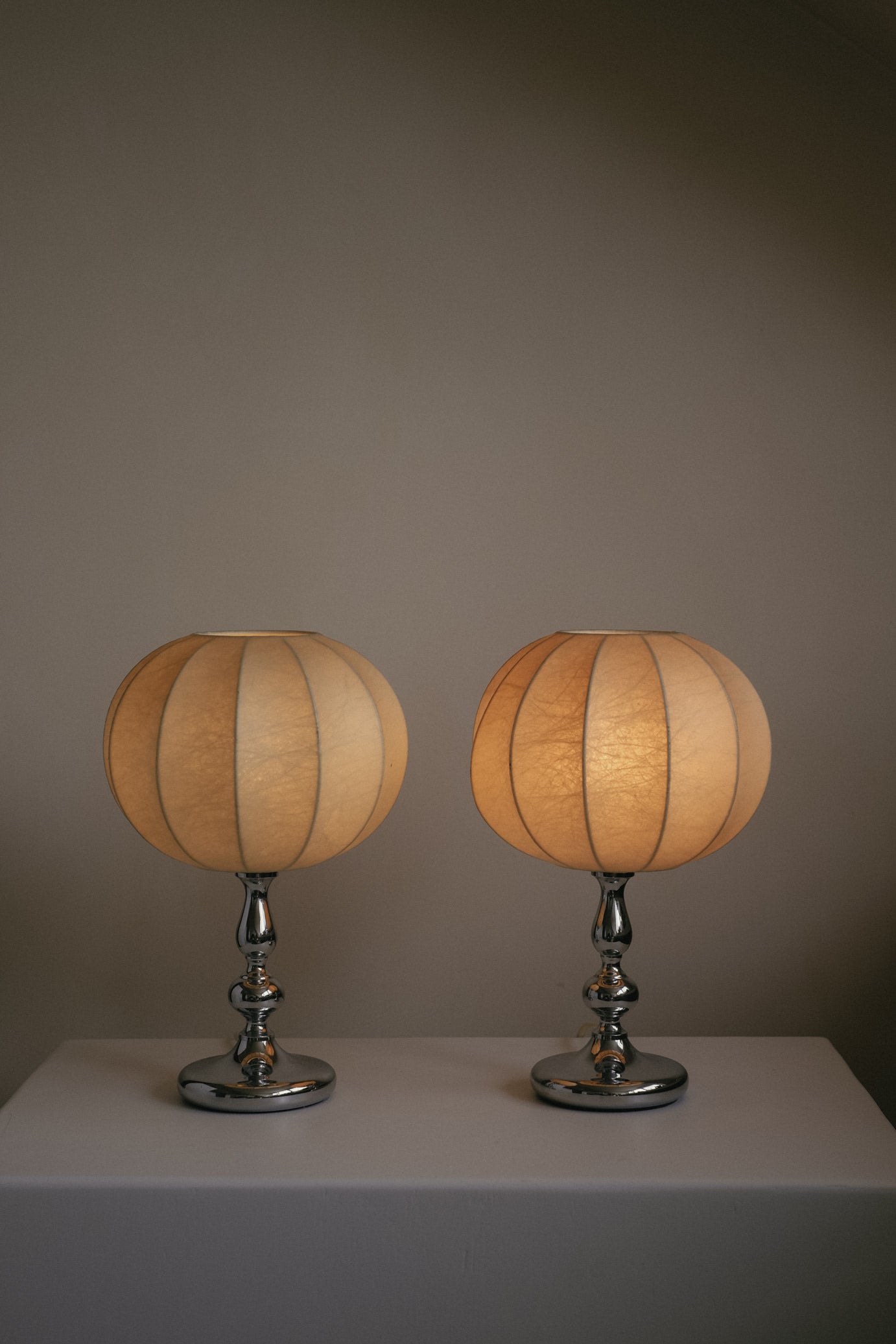 Rare Vintage Mid-Century Modern Cocoon Table Lamps — lifestyle setting