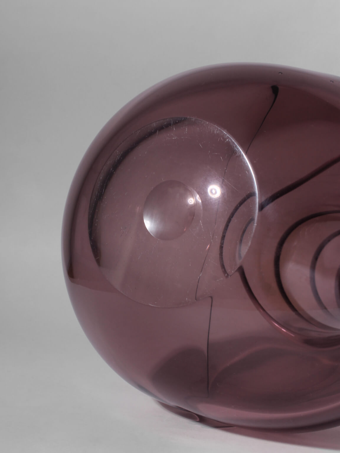 Monica Backström Massive Art Glass Vase In Burgundy And White, For Kosta Boda — lifestyle setting