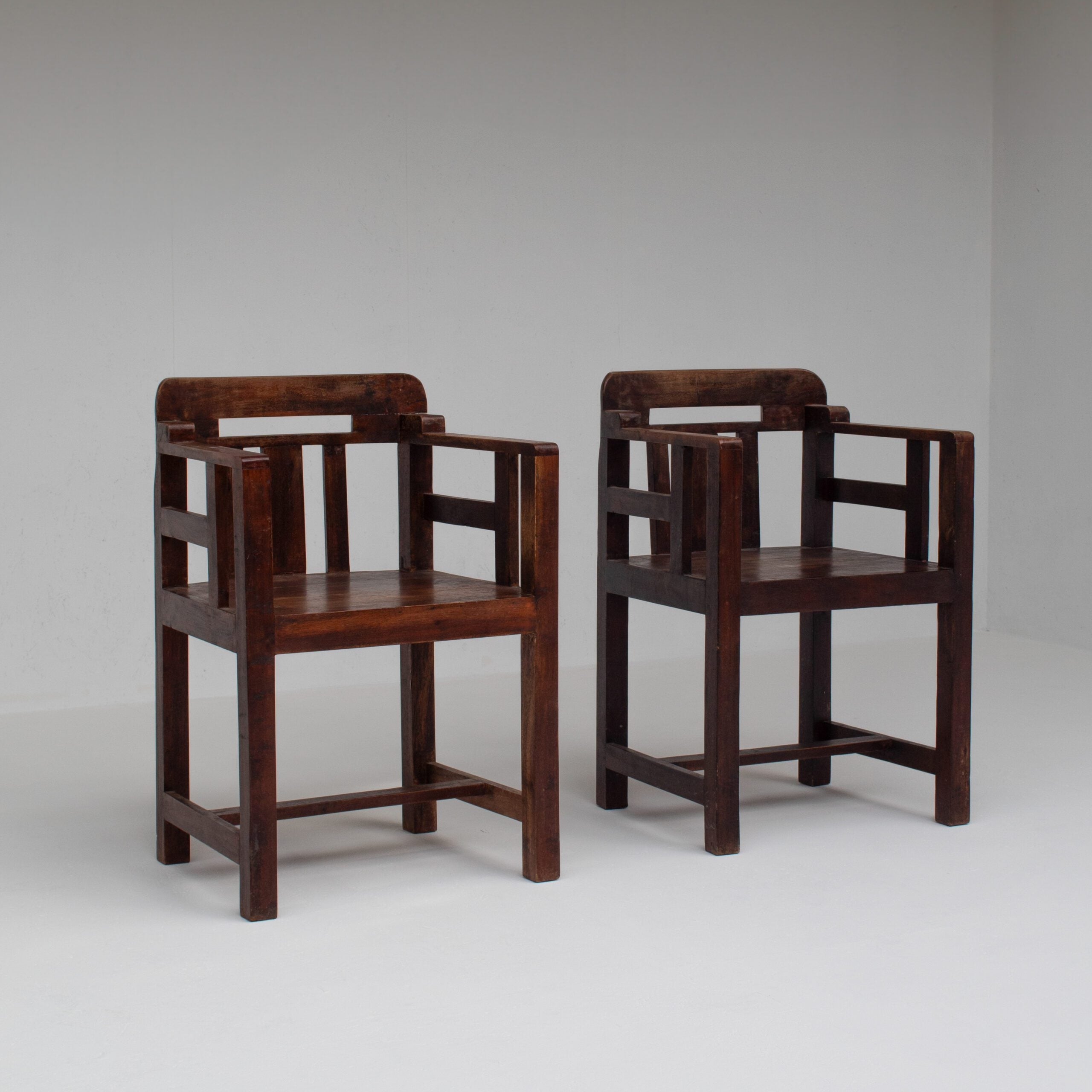 Pair of Art Deco Armchairs with Sculptural Frame — side angle