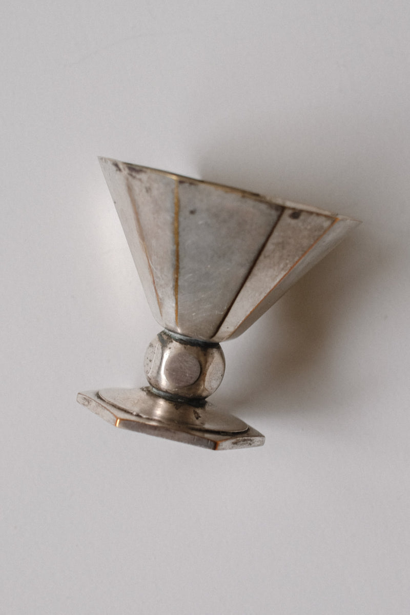 Art Deco Small Cups — top view of silver geometric design