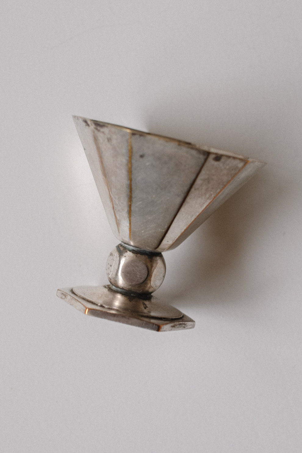 Art Deco Small Cups — top view of silver geometric design