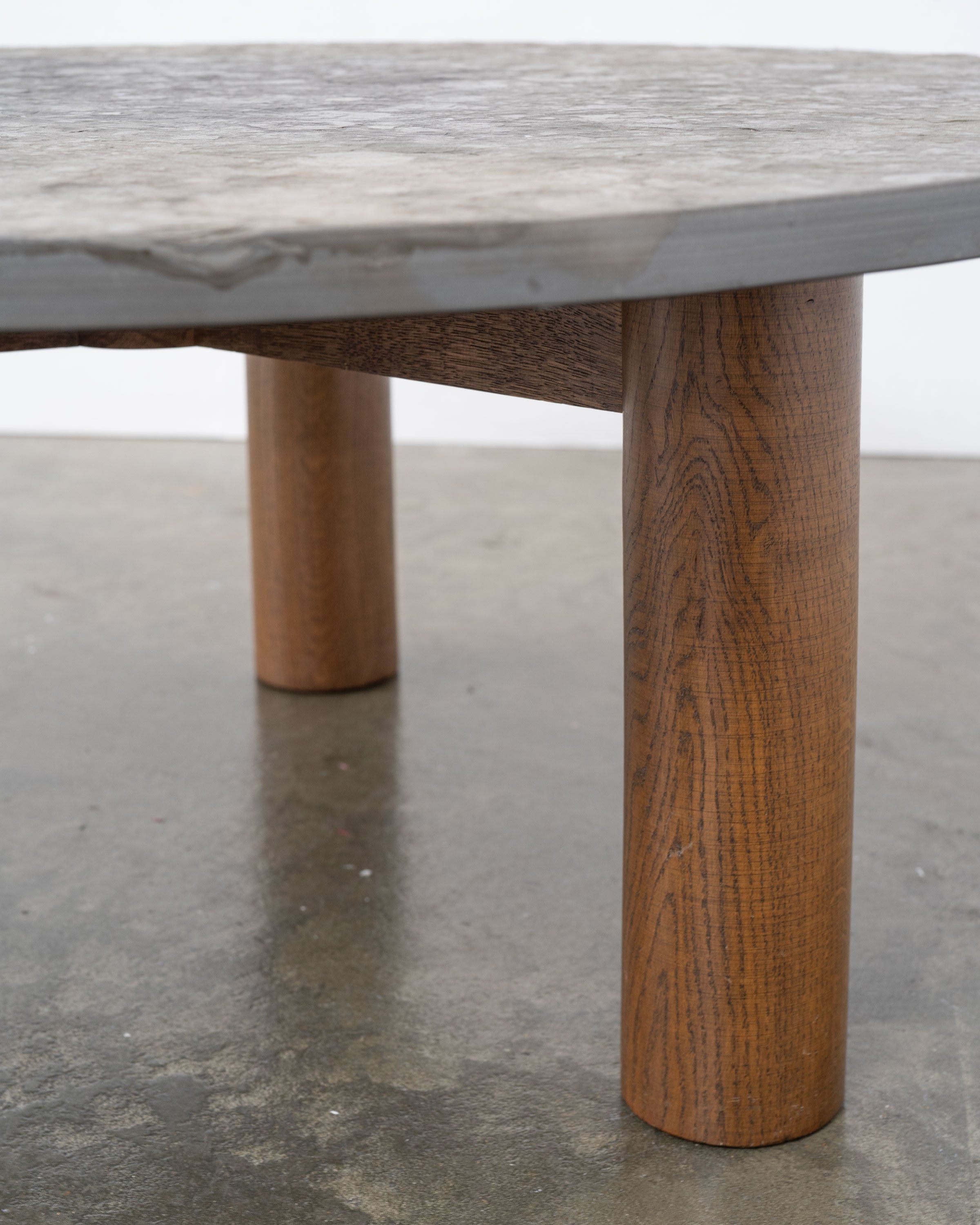 Brutalist Slate Coffee Table, c.1970 — side angle