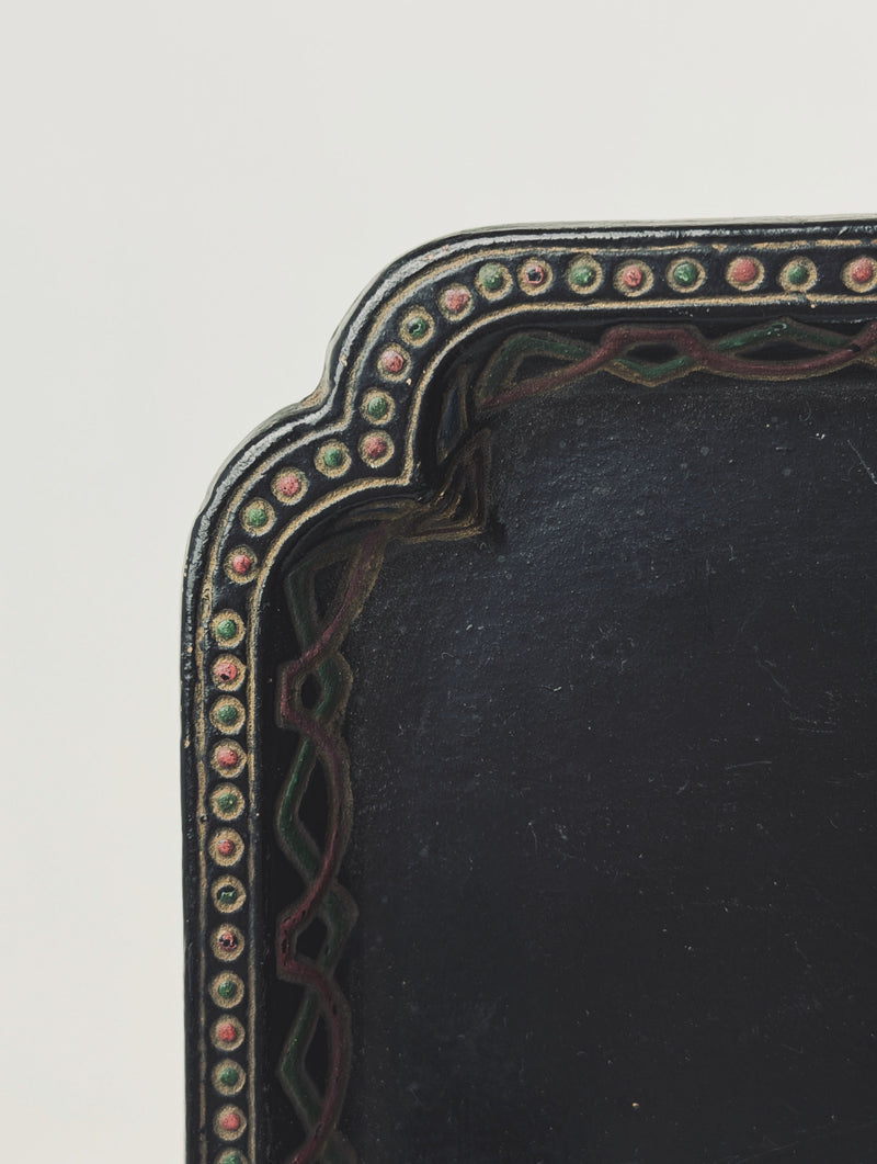 Rectangular Decorative Tray by Wilhelm Schiller & Sons, Bohemia, circa 1900 — close-up of ornate painted edge