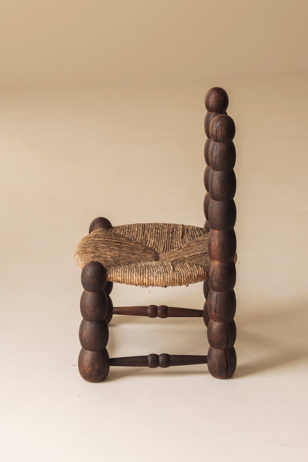 Pair of Spanish Bobbin-Turned Side Chairs with Rush Seats, Early 20th Century — in context