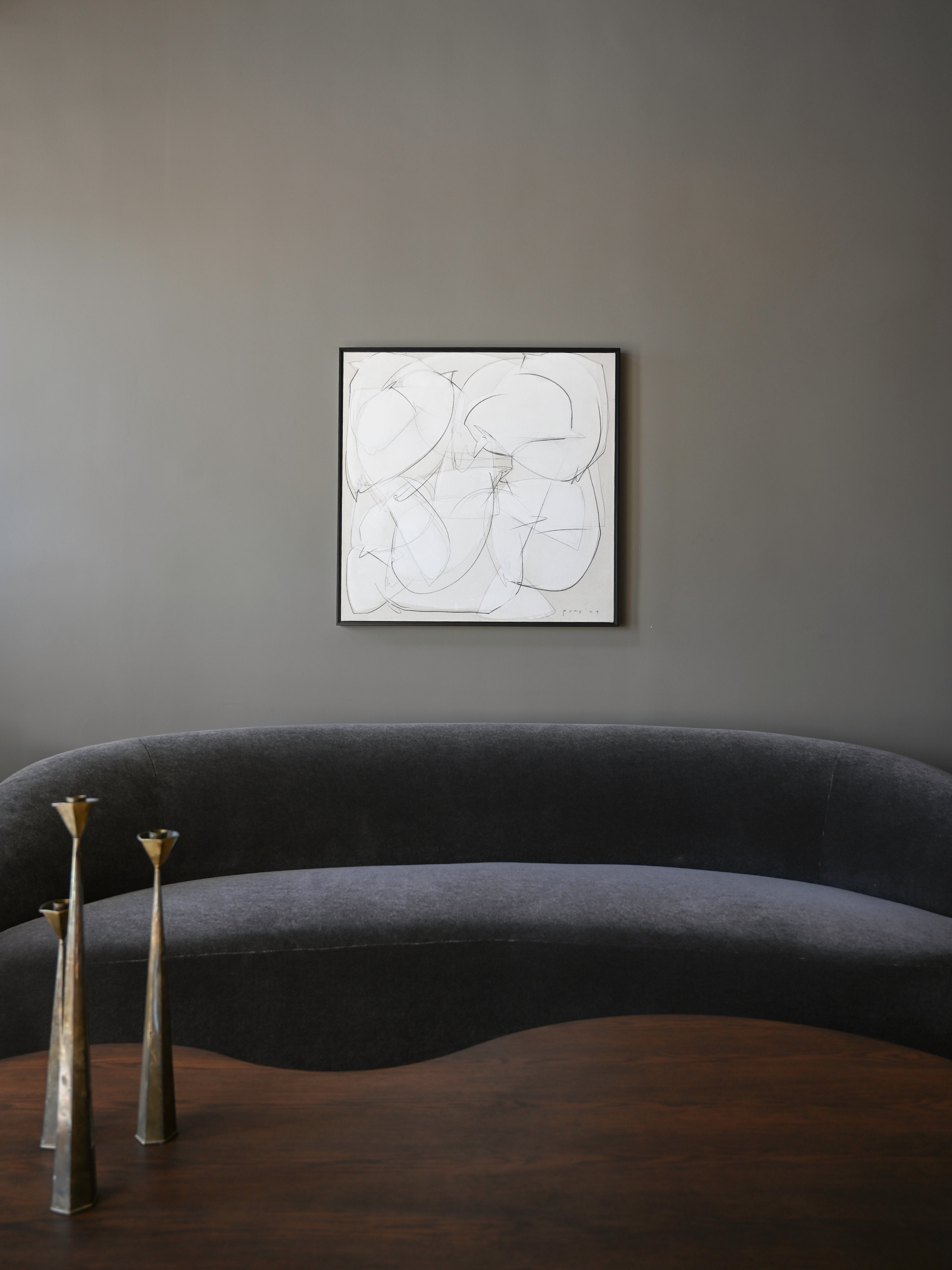 Abstract Graphite On Canvas Artwork — close-up