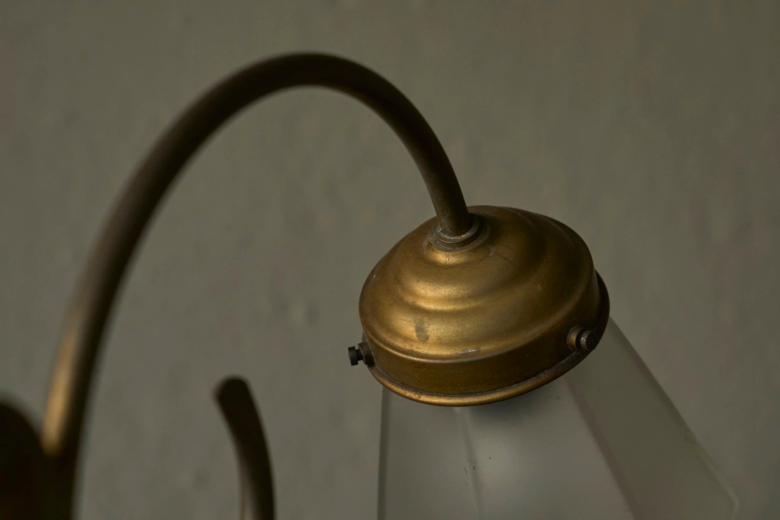 Sculptural Table Lamp in Brass and Opaline Glass Europe Early 20th Century — view 9