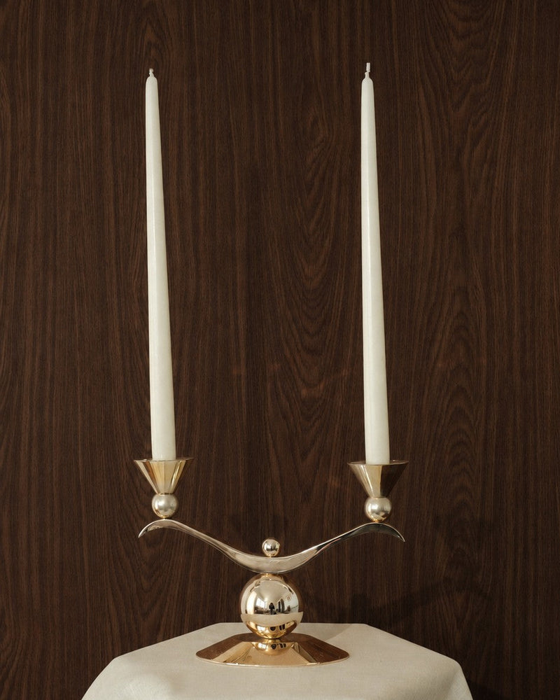 A Sculptural Silver- and Gold-Patinated Metal Candle Holder by Truffe Studio | The Oblist