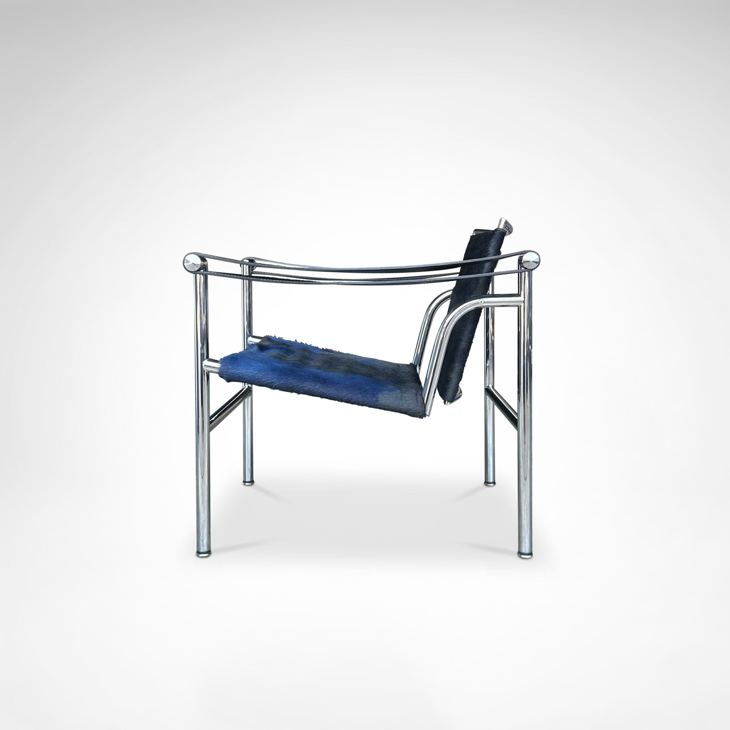 LC1 Blue and Black Ponyskin Armchair by Le Corbusier, Charlotte Perriand & Pierre Jeanneret for Cassina, 1990s by Redesignable