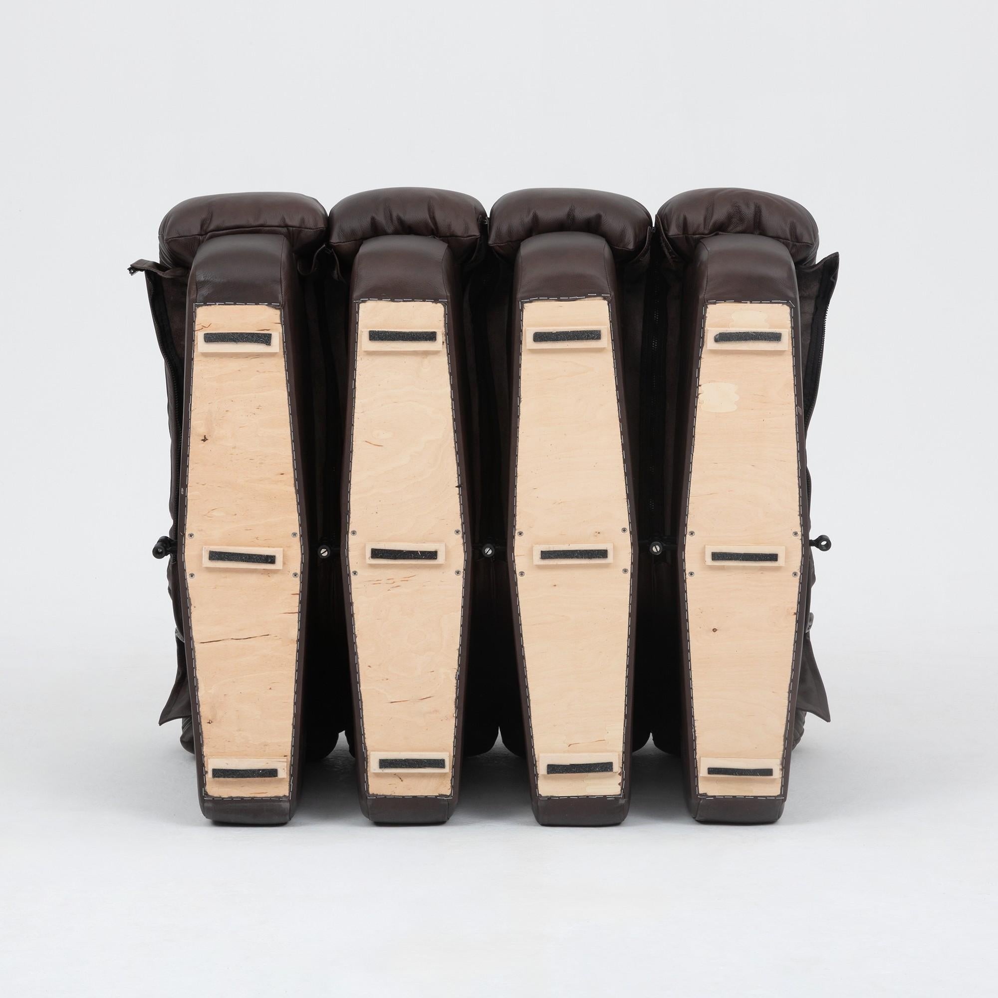 De Sede DS-600 'Snake' Sofa by Ueli Berger, Customised in Chocolate Nubuck — side angle