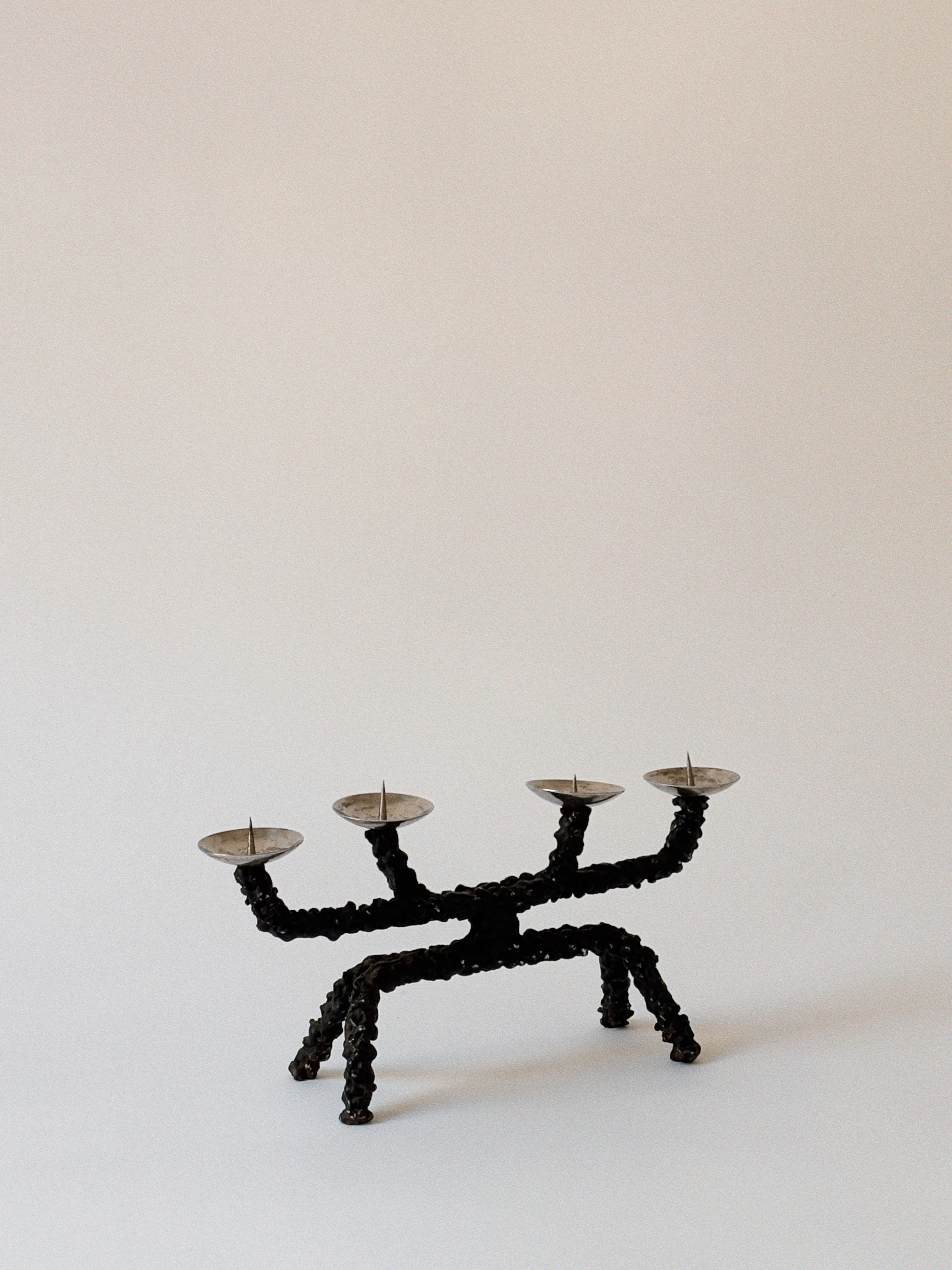 Molten Textured 4 Arm Candlestick, c. 1970's Poland — detail view