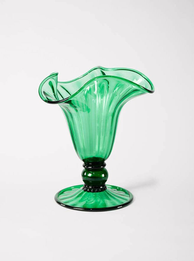 Blixen Vase Small — back view of green glass design