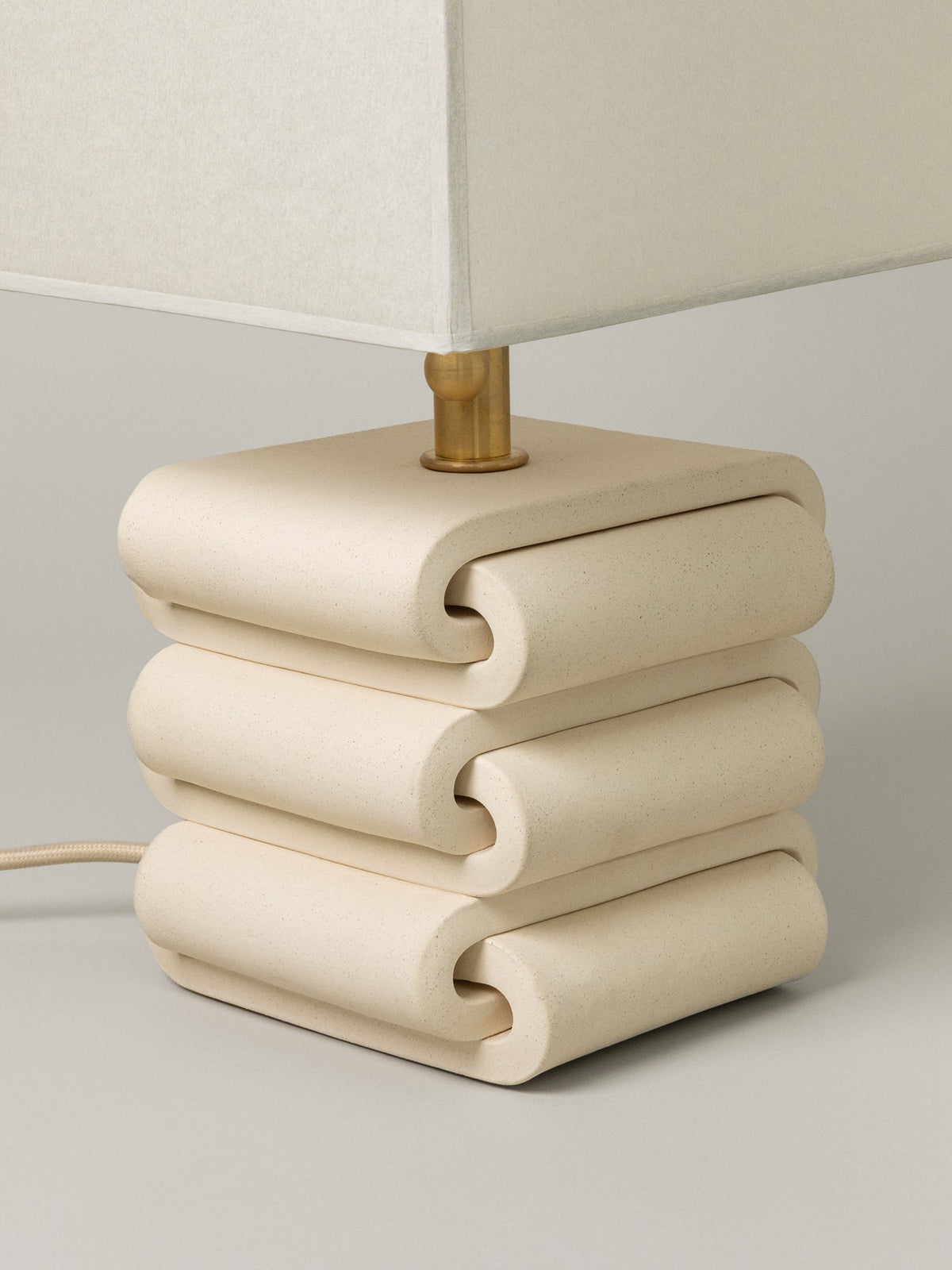 Gio Table Lamp,  Bone / Faint Green Shade — side angle