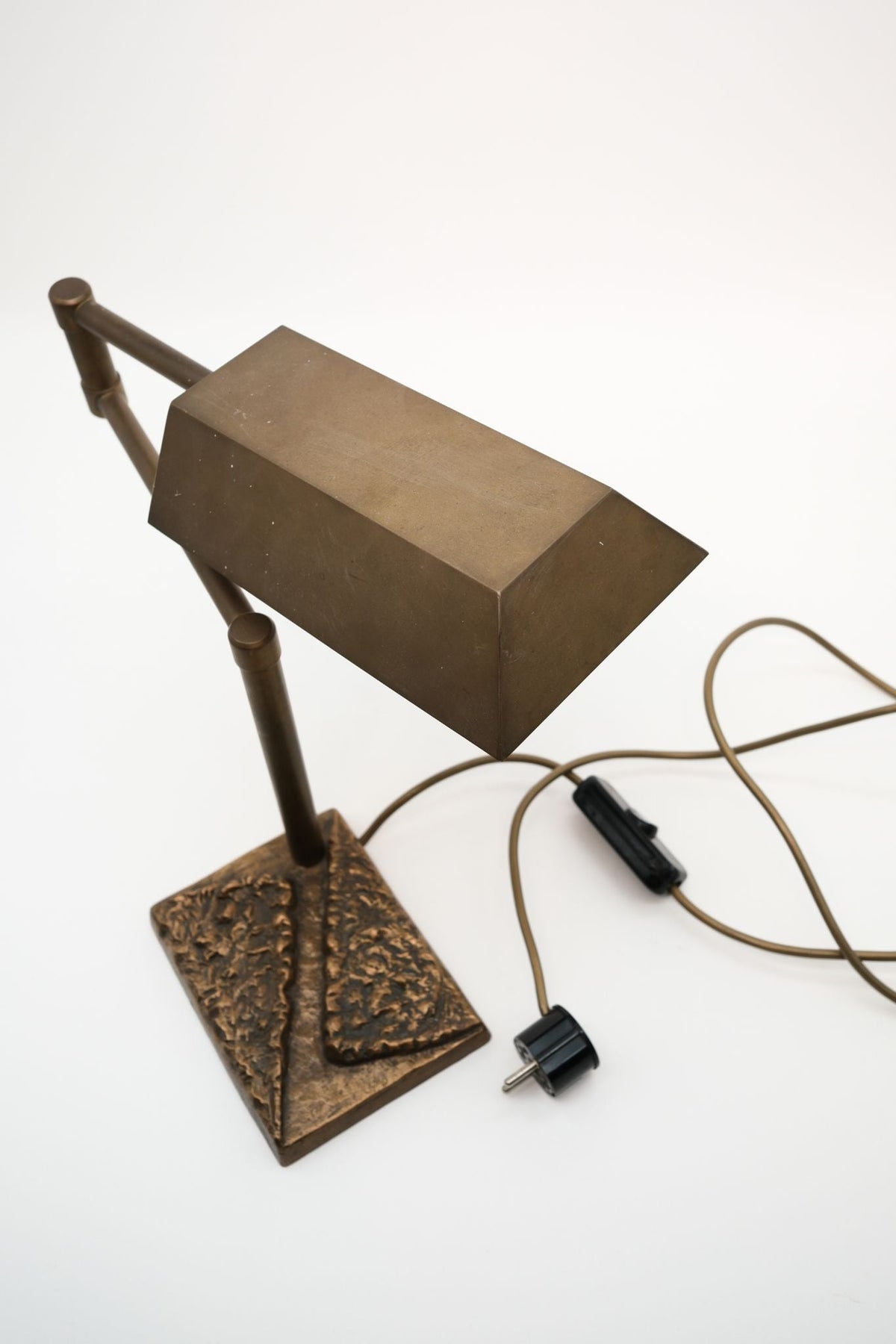 Brutalist Relief Desk Lamp, 1970s — side angle
