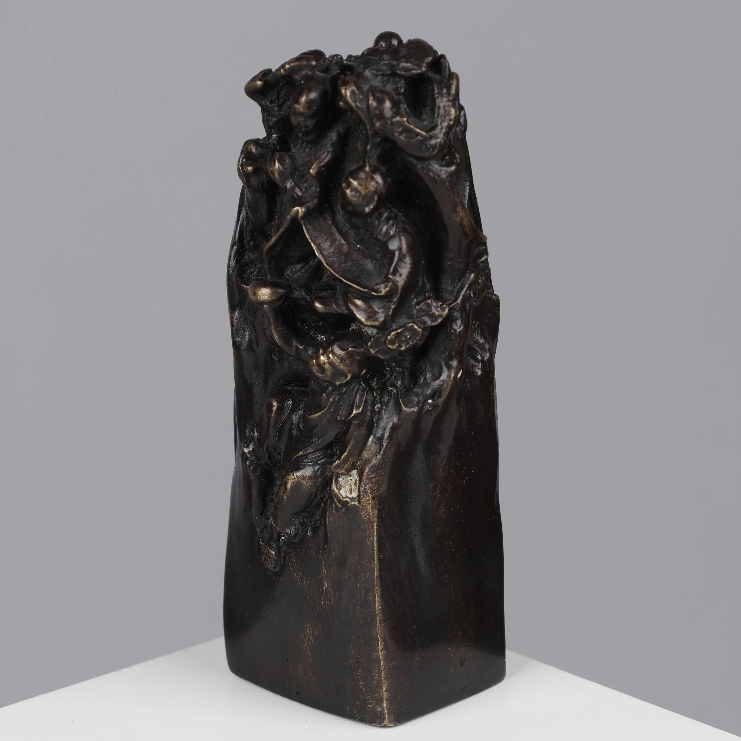 Bronze sculpture of 'Monks on a Mountain', by C.F. Woerffel — side angle