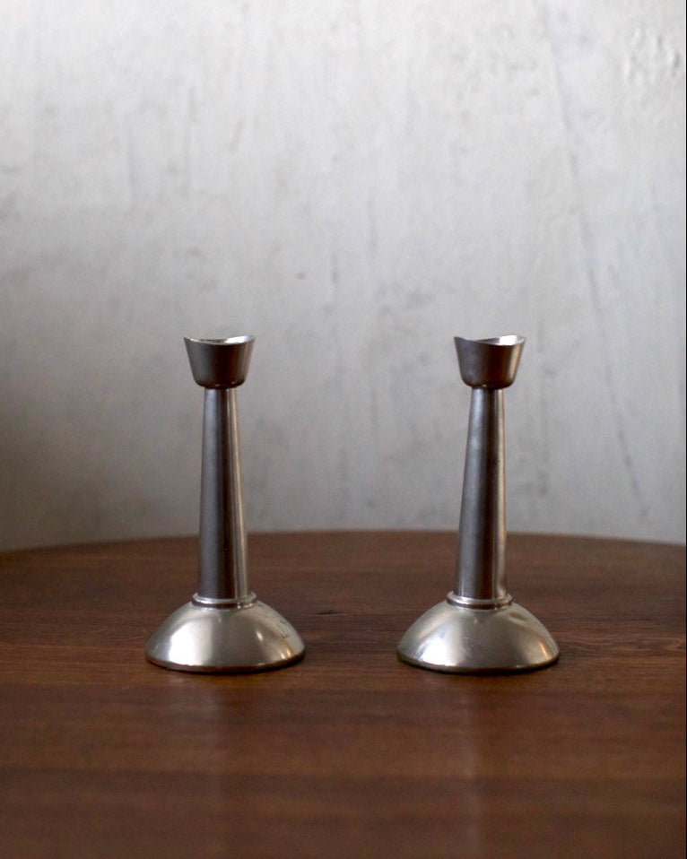 Steel Candleholders by Out For Lunch | The Oblist — polished silver finish