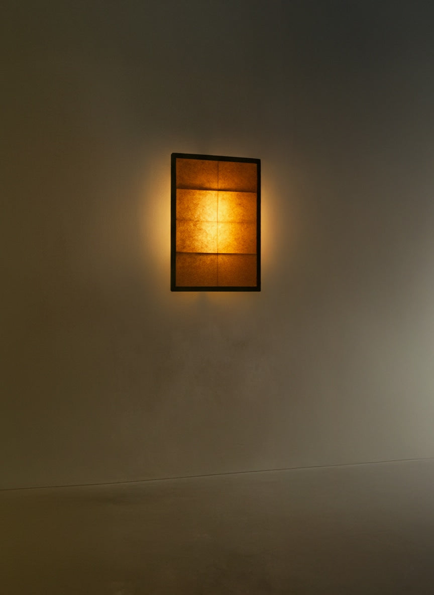 Medieval window Wall Light in Paper and tinted Wood — close-up