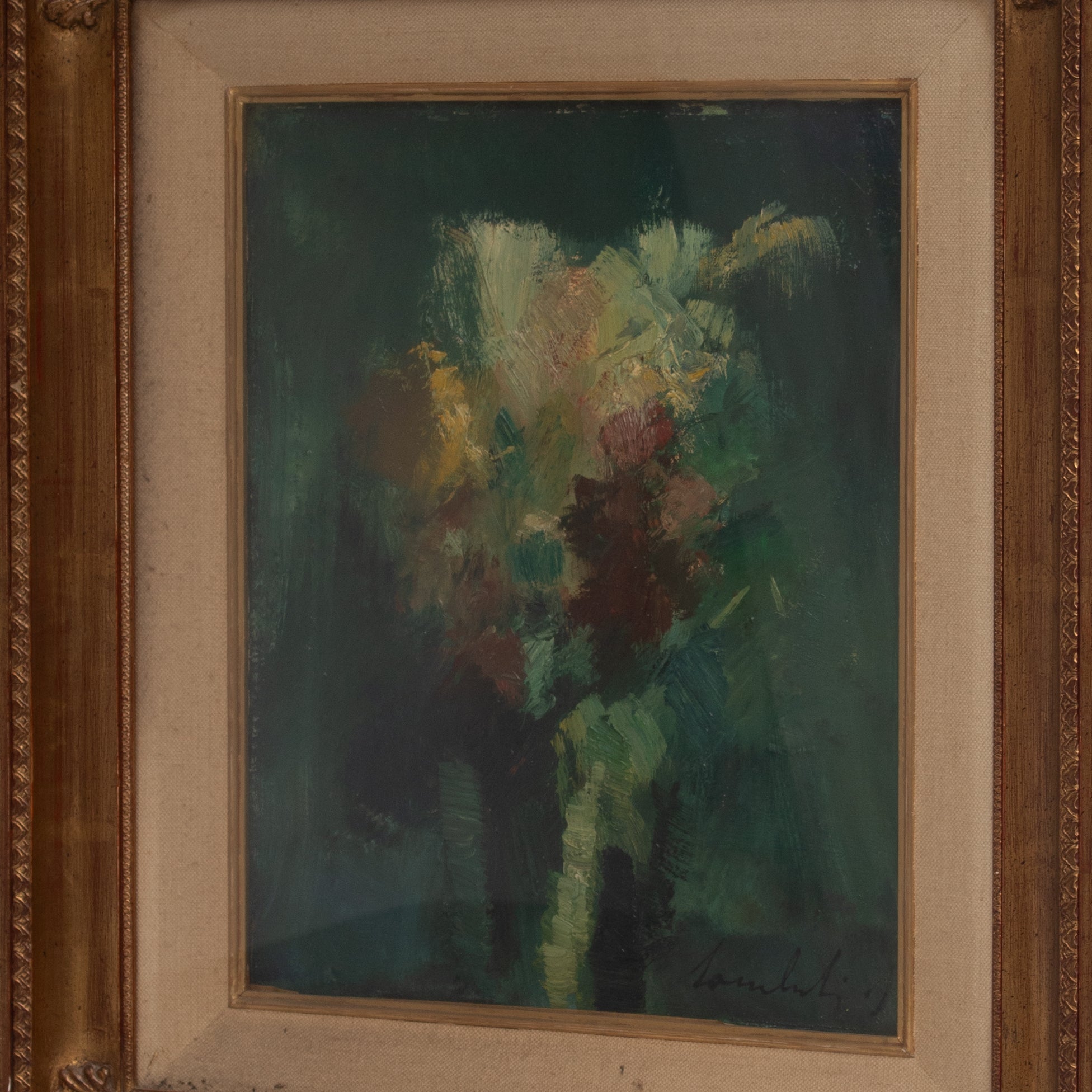 Expressive Abstract Floral Painting by Lamberti Lamberto — lifestyle setting