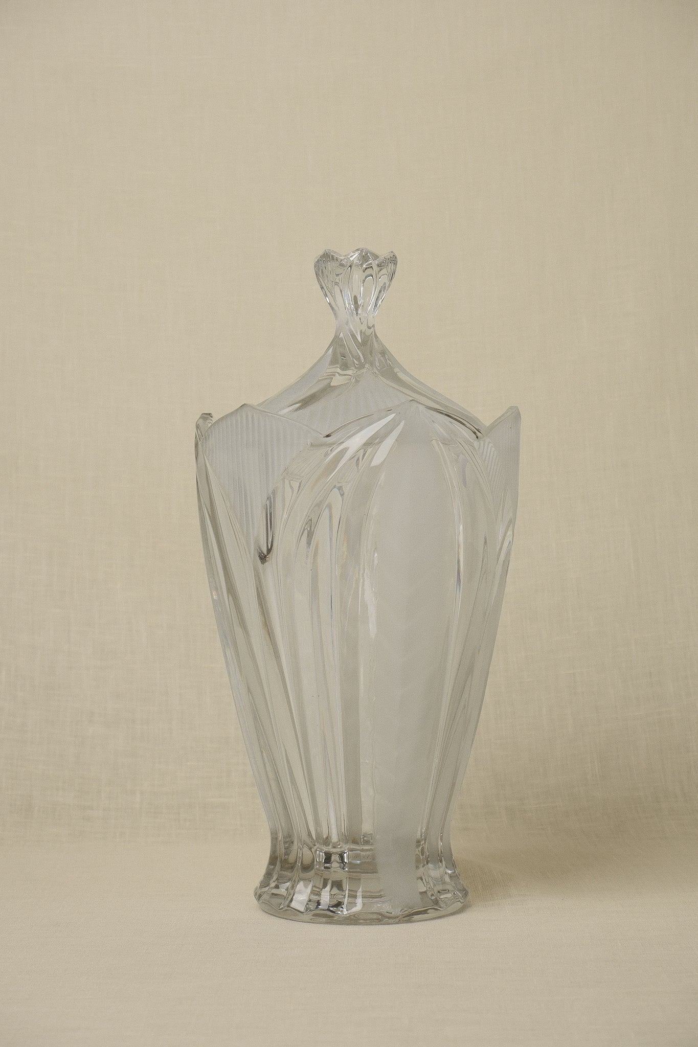 Art Deco Crystal Lidded Vase — side angle