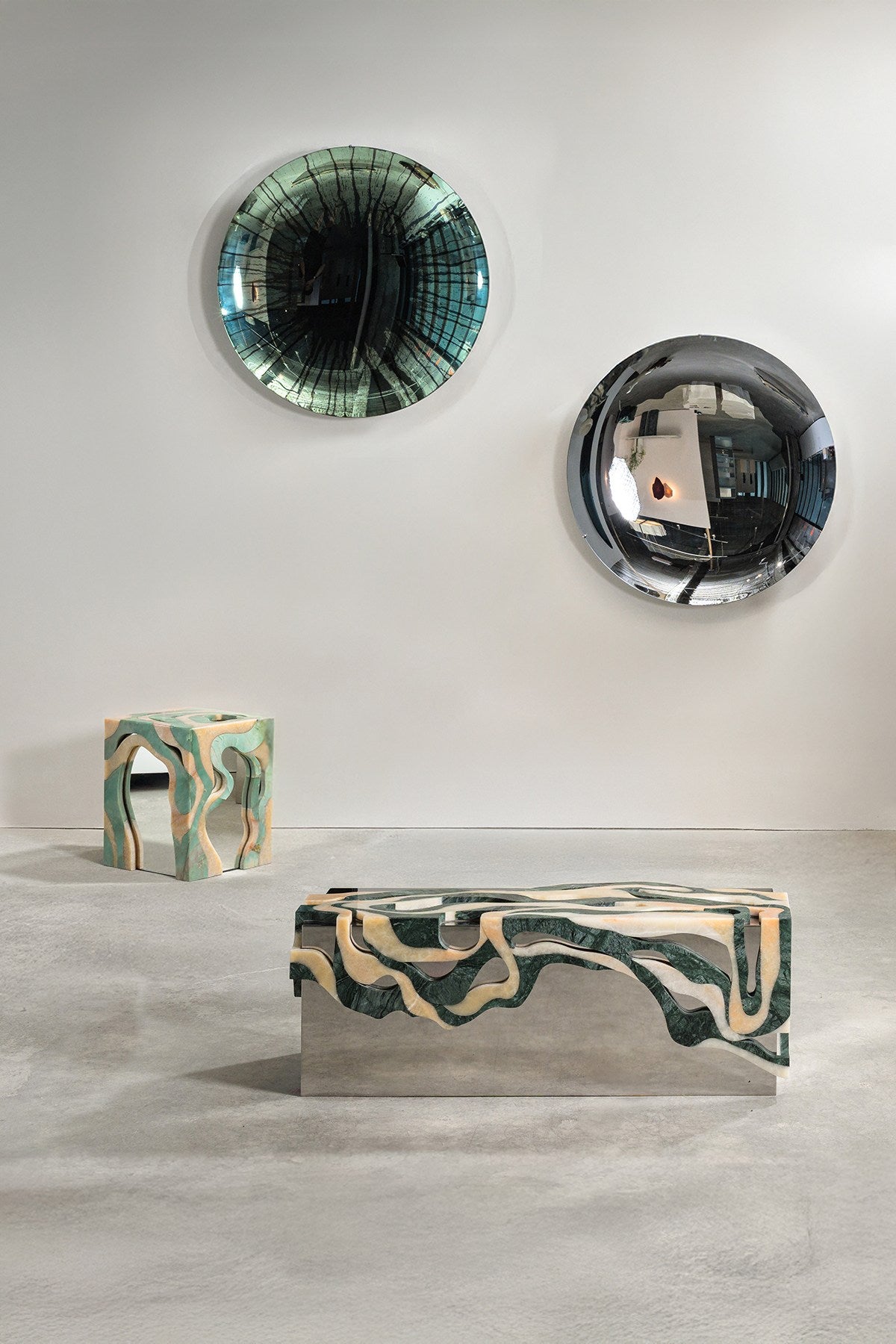'Orbis' Marble Stool/Side Table — in context