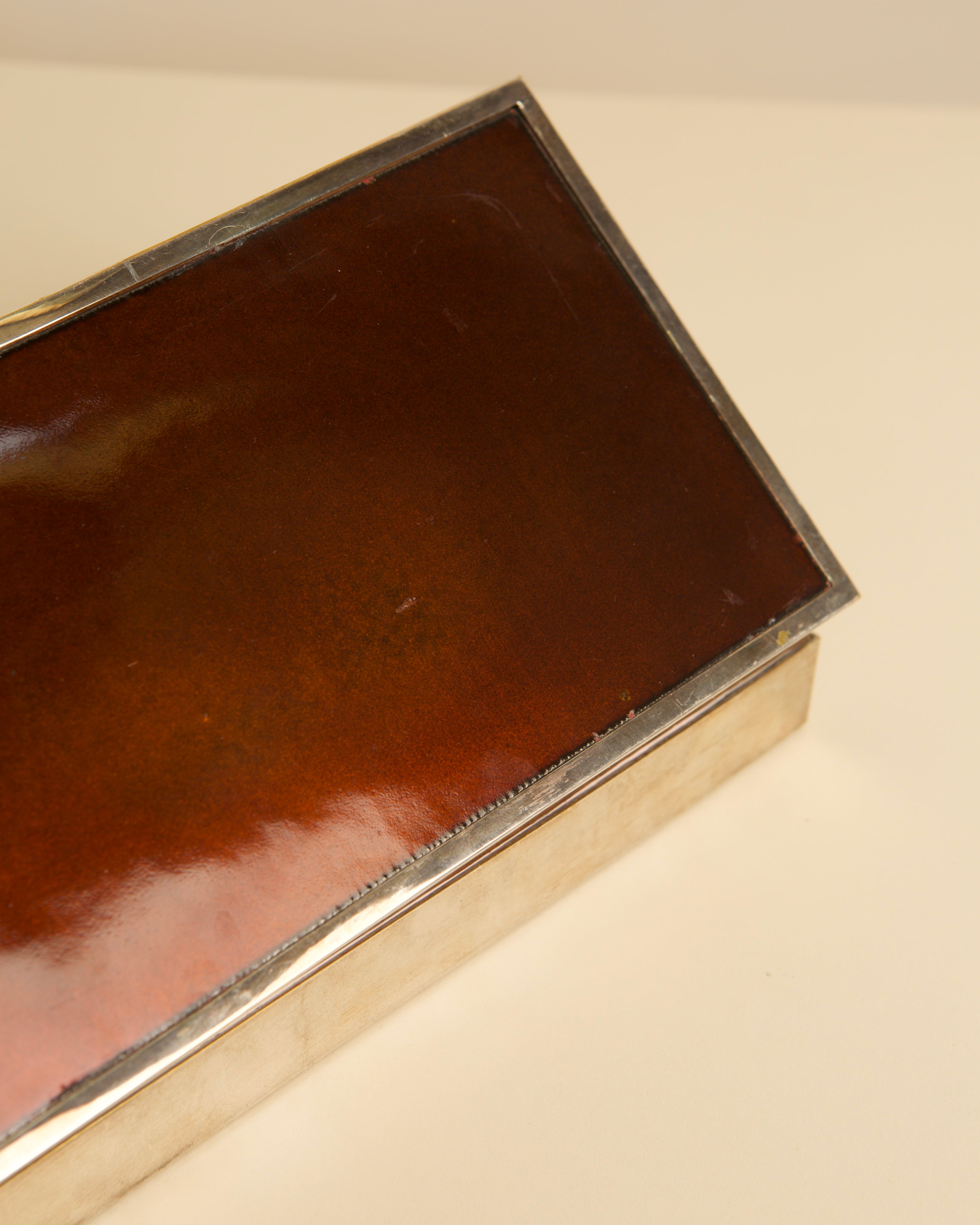 Large Italian Silver and Lacqued Box 70s