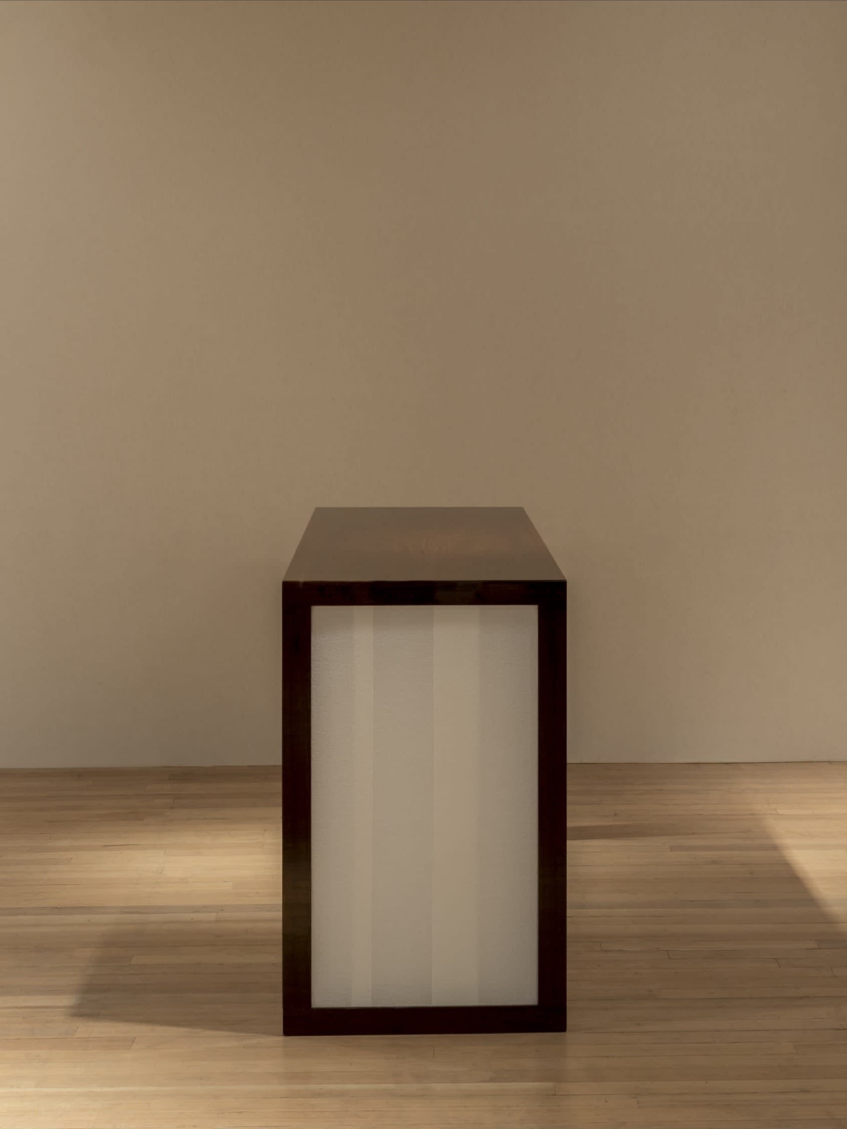 'Additions' Console Table Handcrafted in Wood Veneer & Virgin Wool Fabric Inserts — lifestyle setting