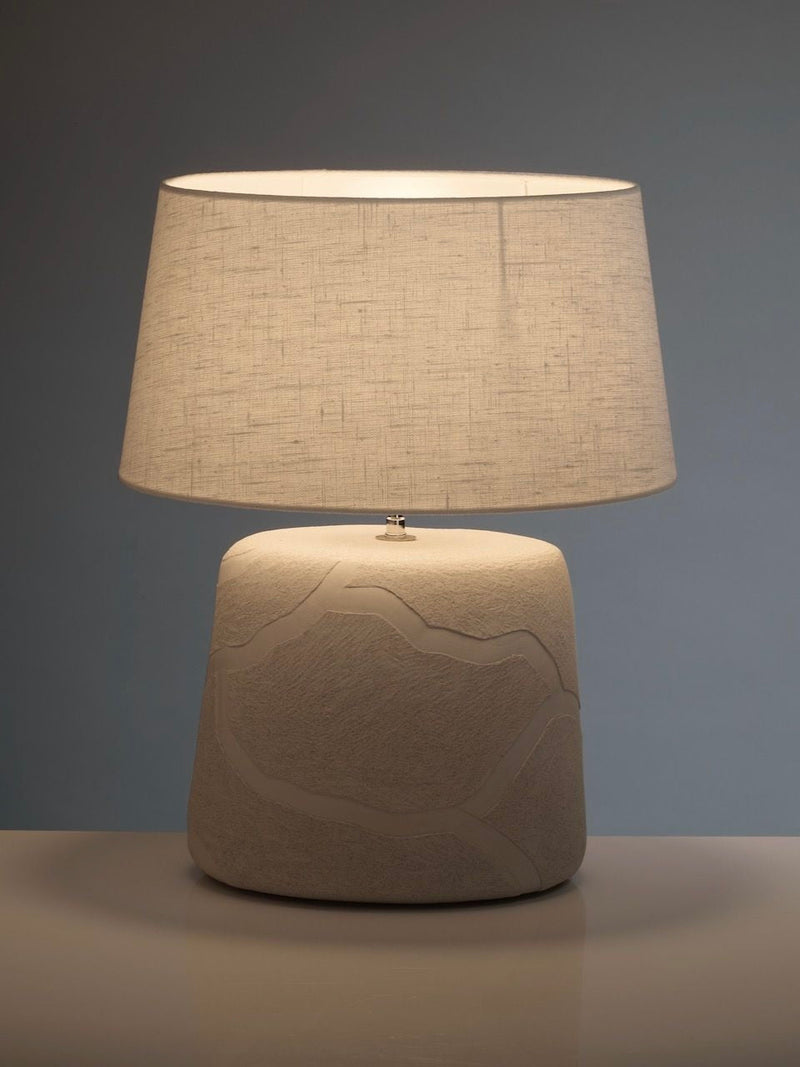 Africa Table Lamp in Ceramics by Katia Langeard | The Oblist — handcrafted ceramic, neutral color