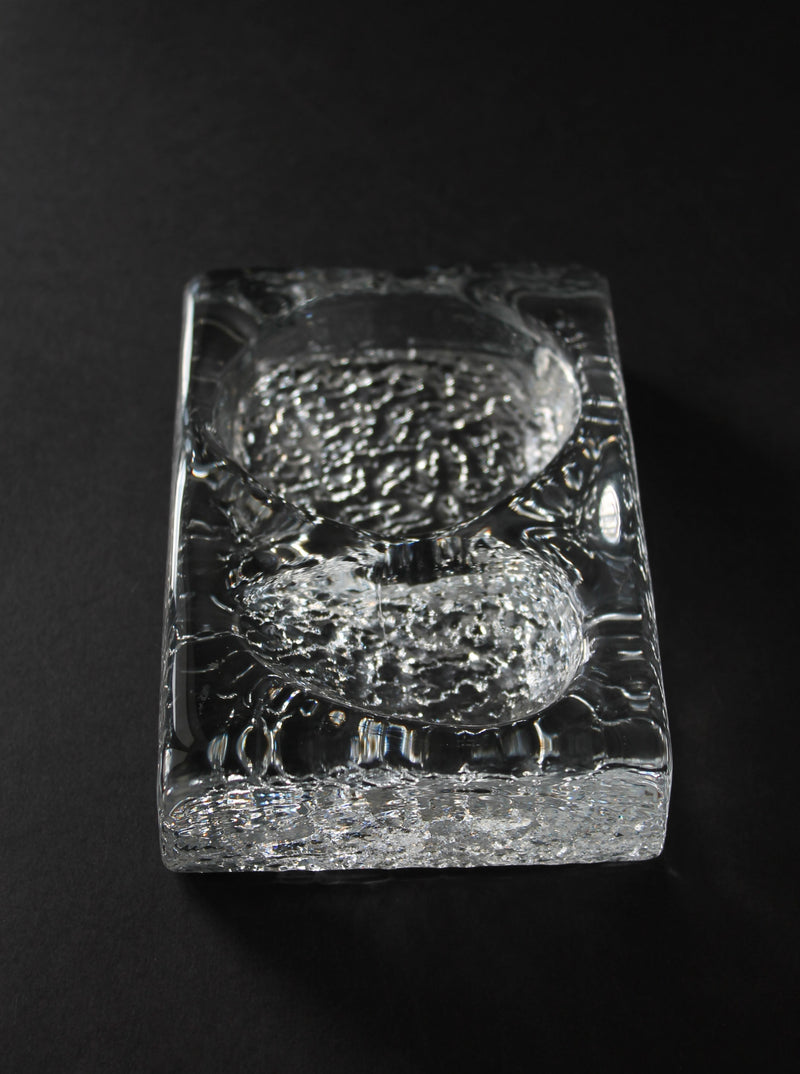 Kosta Boda crystal glass ashtray with textured bubble design