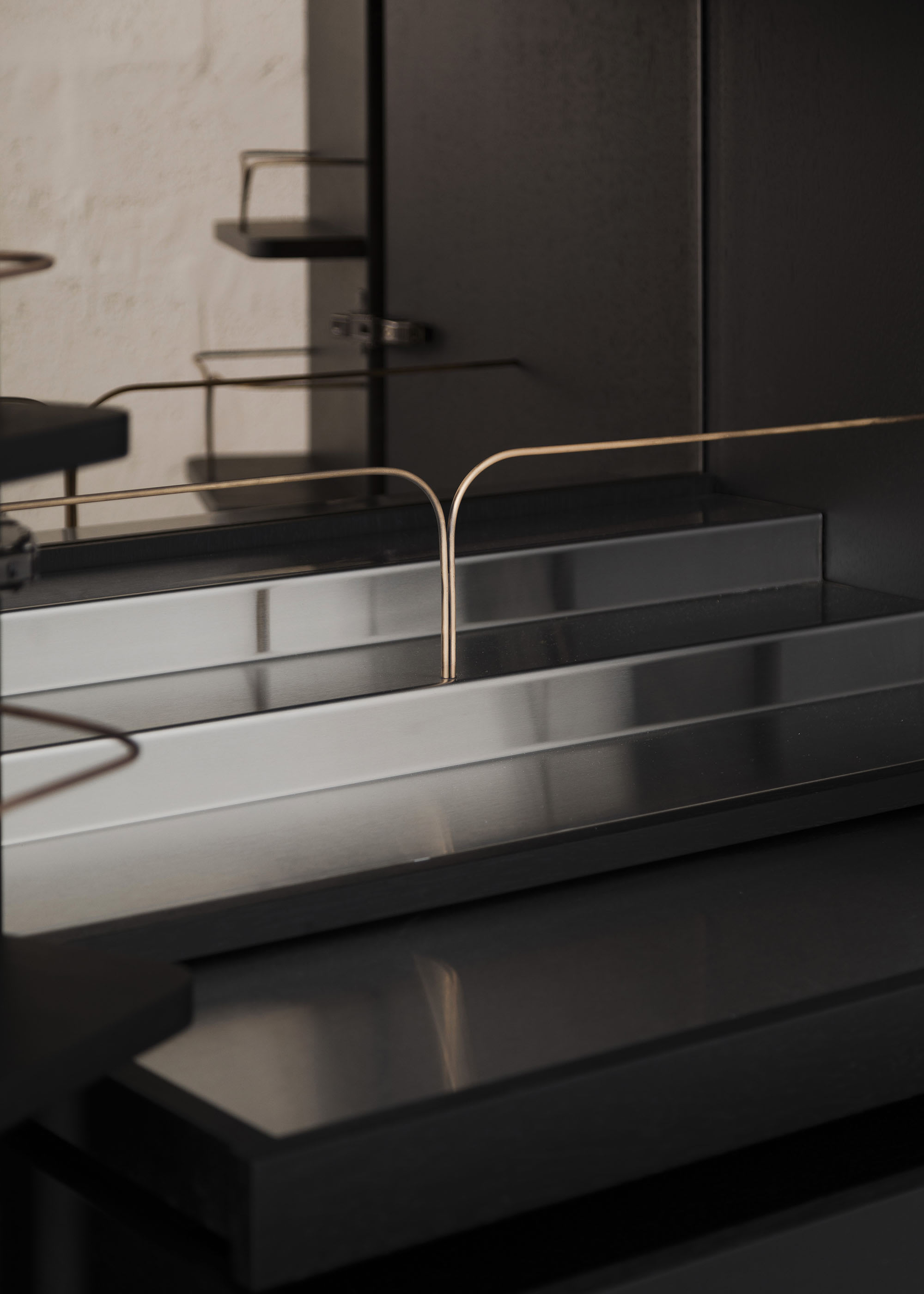 PERFIDIA_01 Bar Cabinet in Solid Wood and Casted Bronze Details — close-up