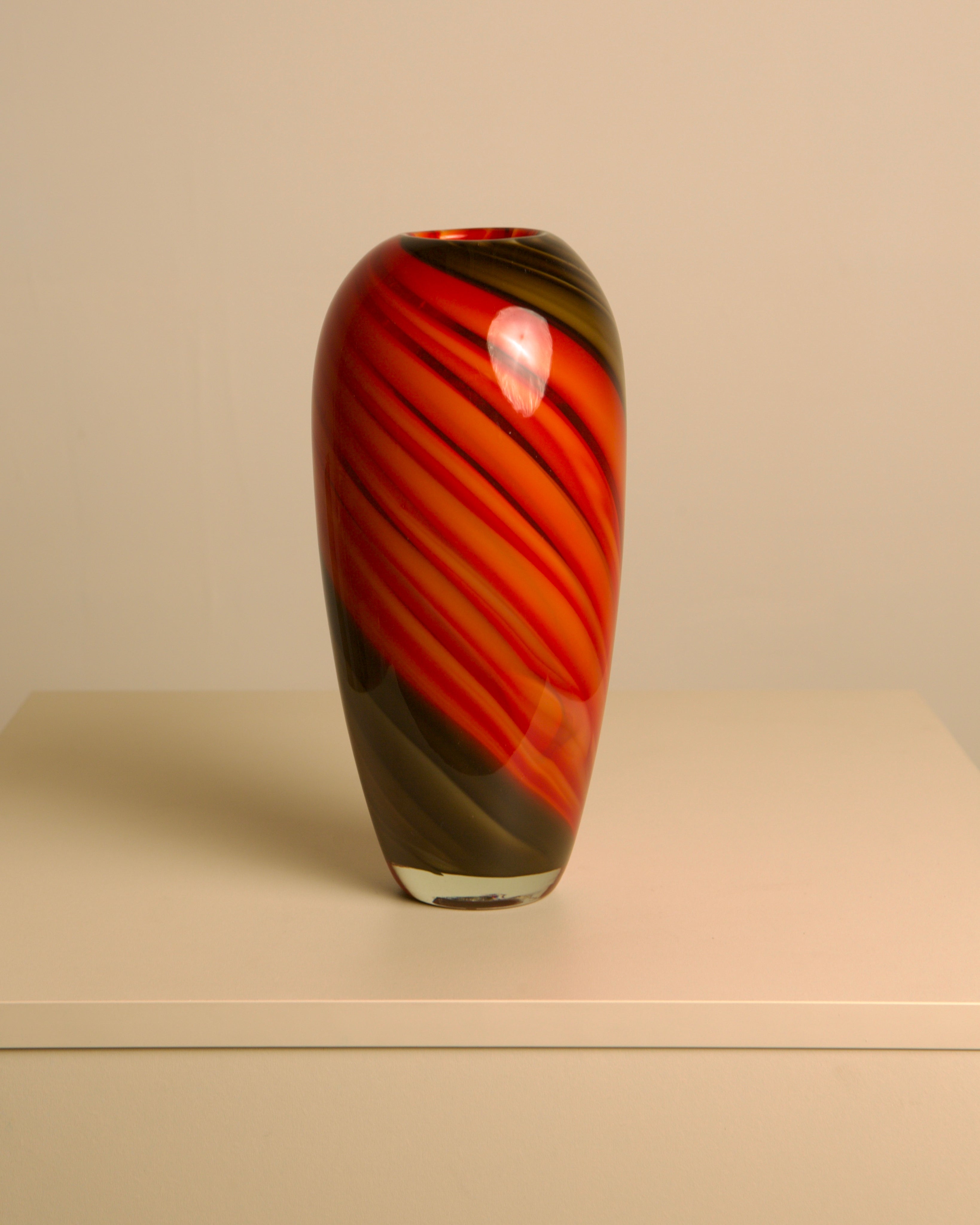 80s Italian Murano Glass Fire Draped Vase by Treaptyque | The Oblist