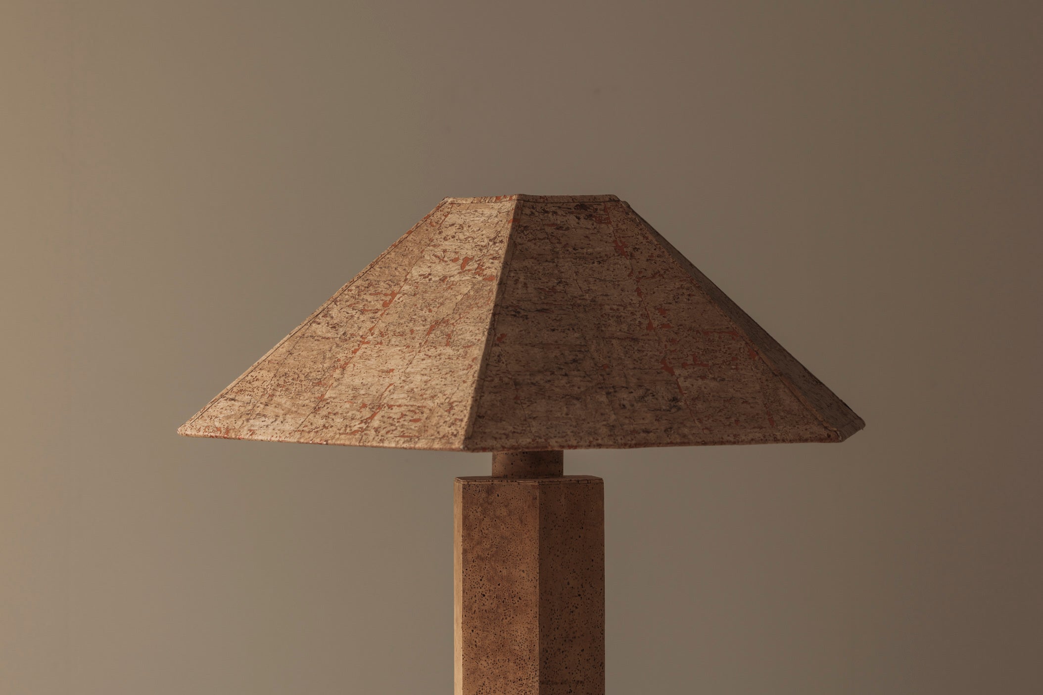 Hexagonal Cork Table Lamp by Ingo Maurer for M Design, Germany 1970s — top view of cork shade