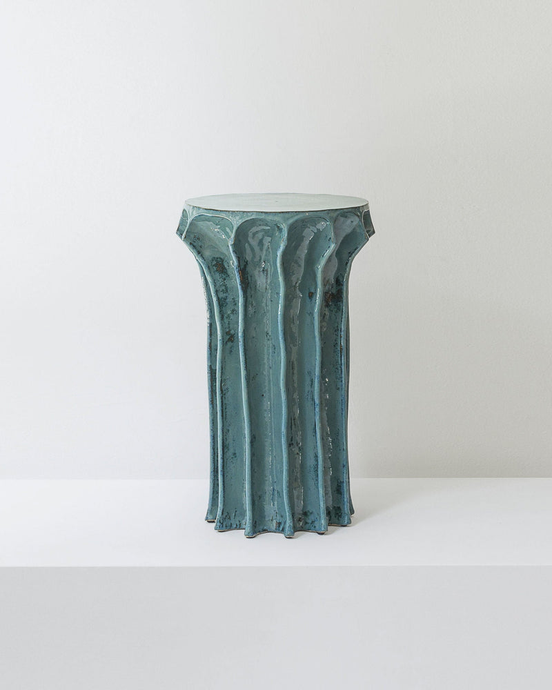 Arbor' Side Table, Slim — close-up of textured blue surface