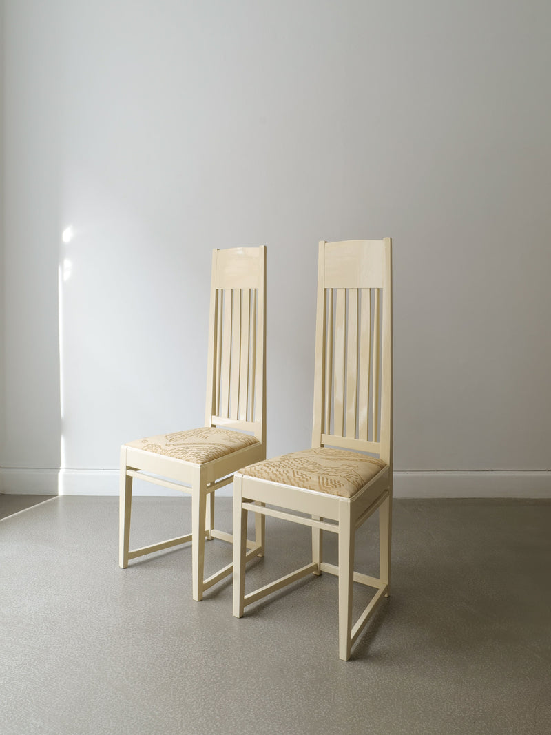 Pair of Swedish Jugend accent chairs with woven rush seats c.1910