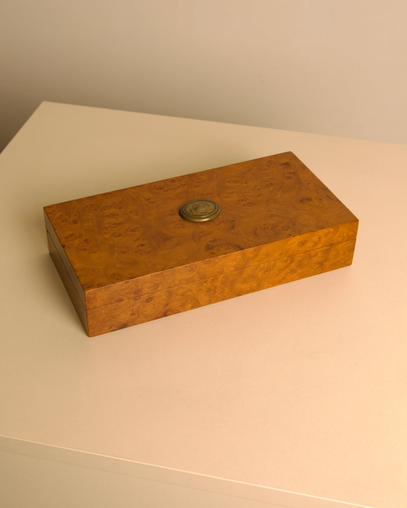 Italian Rectangular Burr Elm and Silver Box, 60s by Treaptyque | The Oblist — handcrafted wood finish