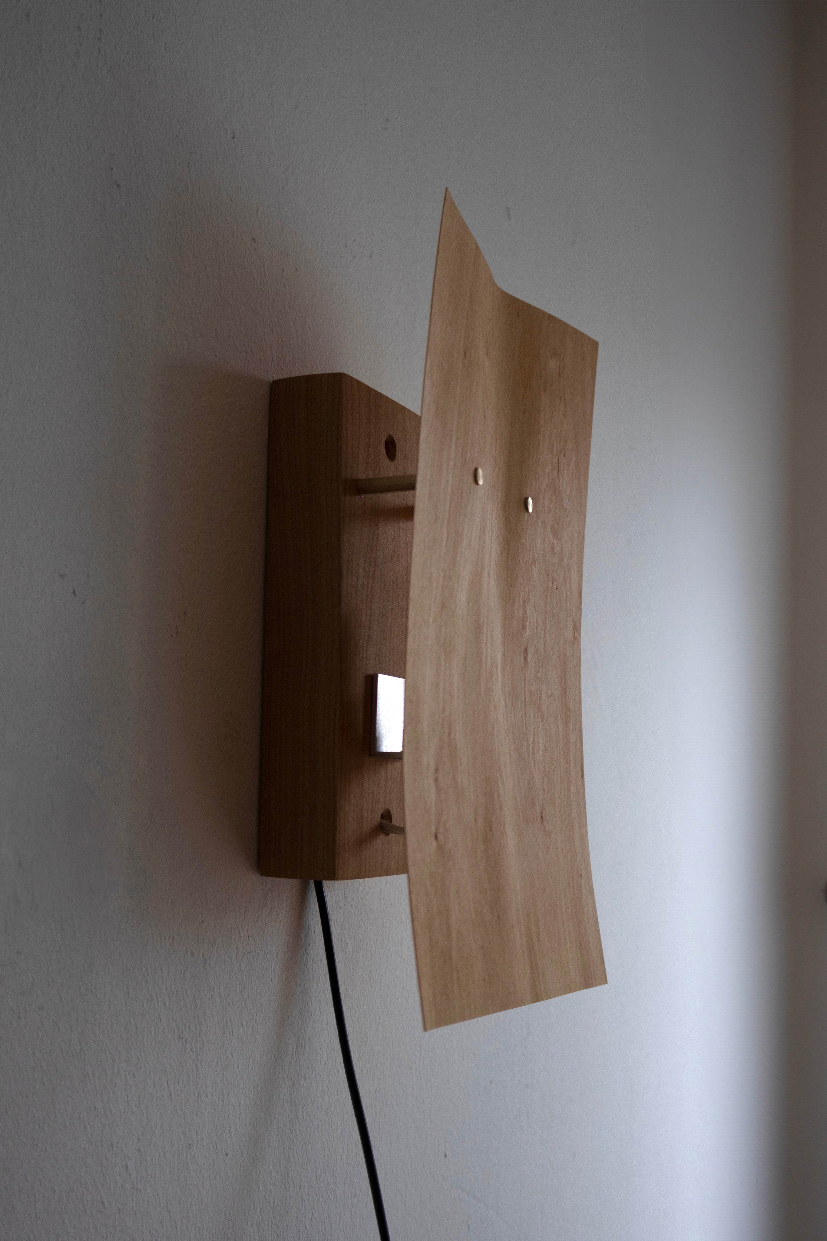 Sconce/Table Lamp Soft Ply (Wood Veneer and Brass) — close-up